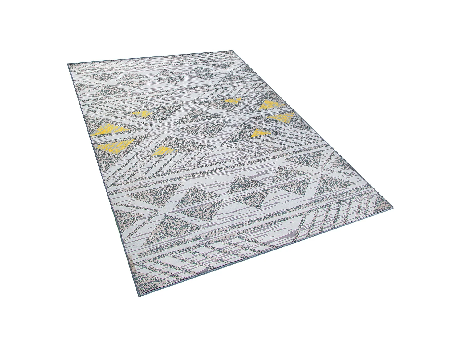 Teppich grau-gelb 160 x 230 cm geometrisches Muster Kurzflor KARGI