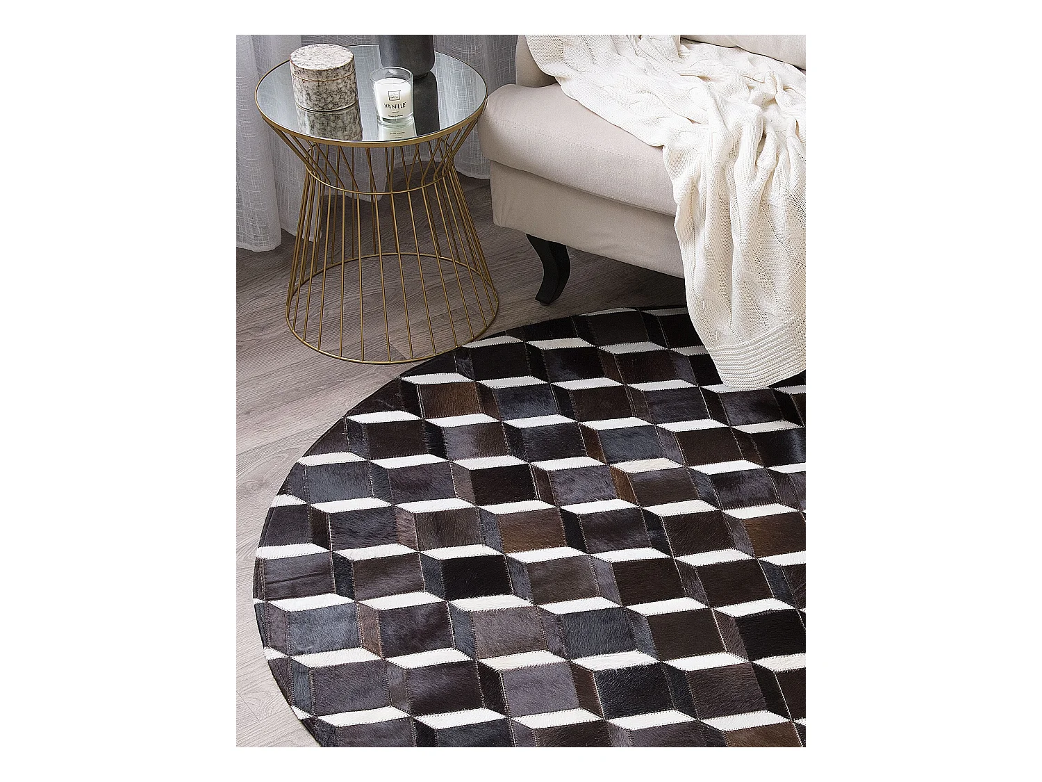 Vloerkleed ALPKOY ø 140 cm Leer Bruin