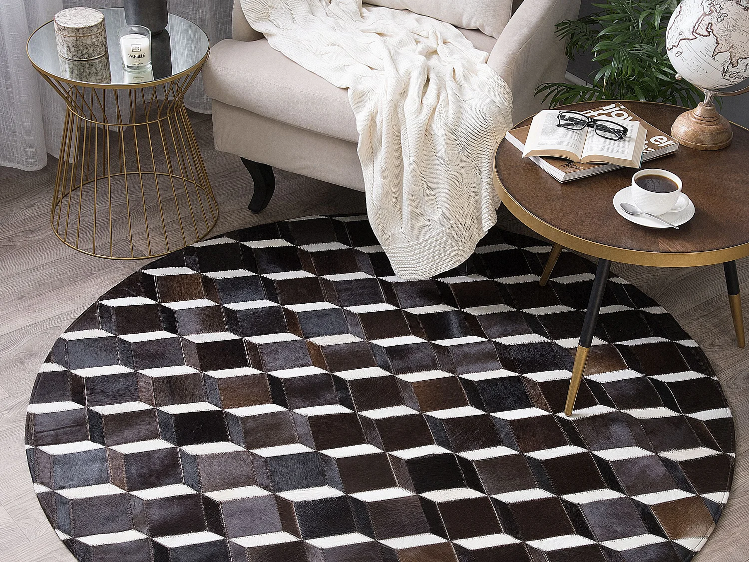Vloerkleed ALPKOY ø 140 cm Leer Bruin