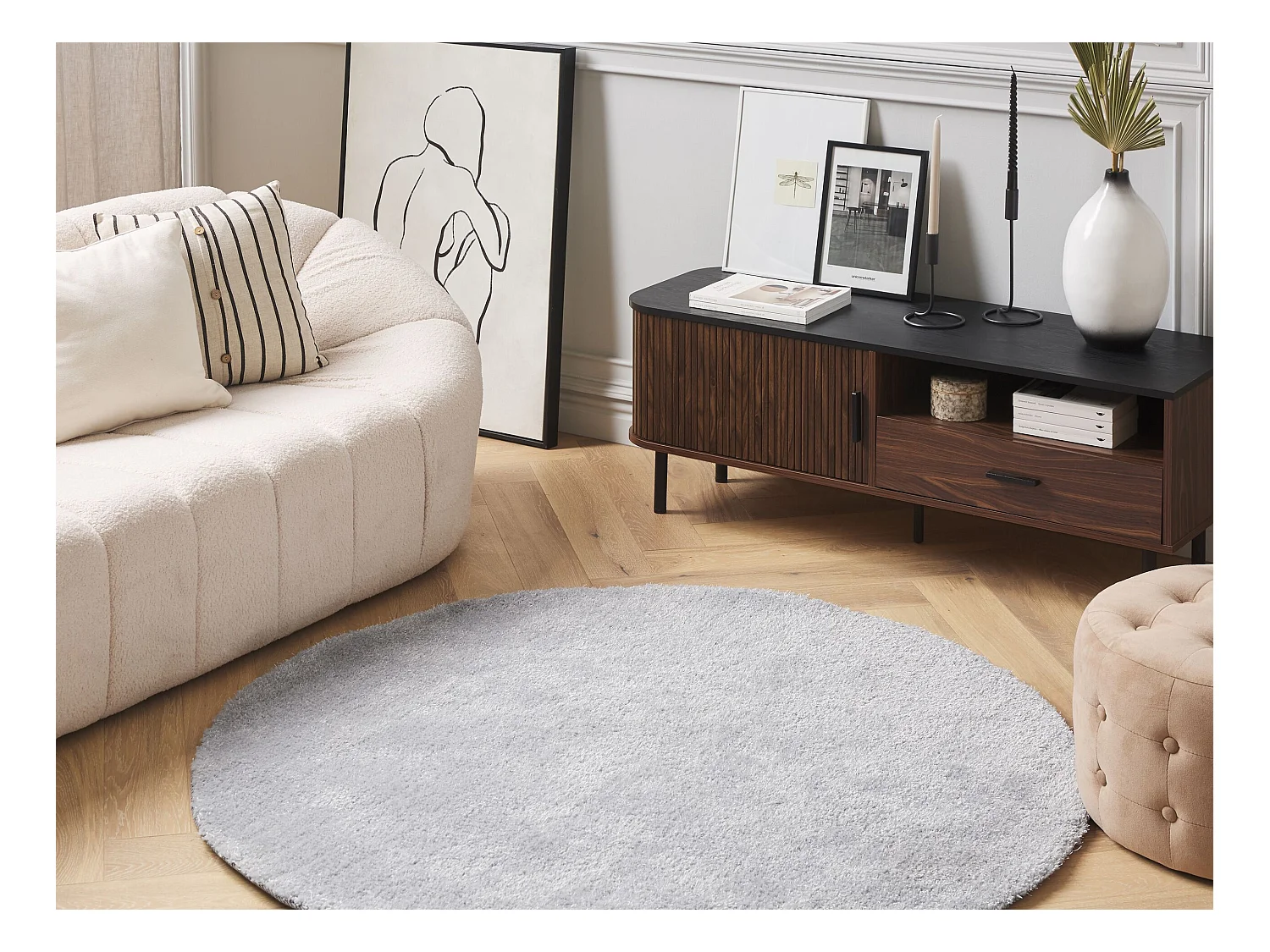 Tapis à poils longs DEMRE Gris clair ø 140 cm