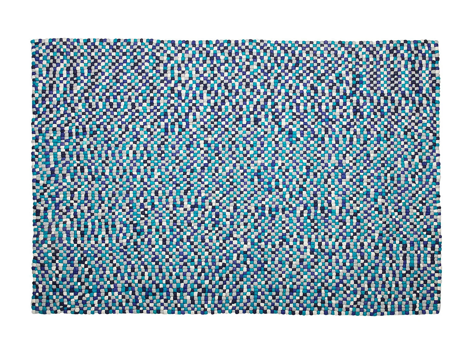 Teppich rechteckig Wollteppich Filzkugelteppich 160 x 230 cm Blau / Weiß Amdo