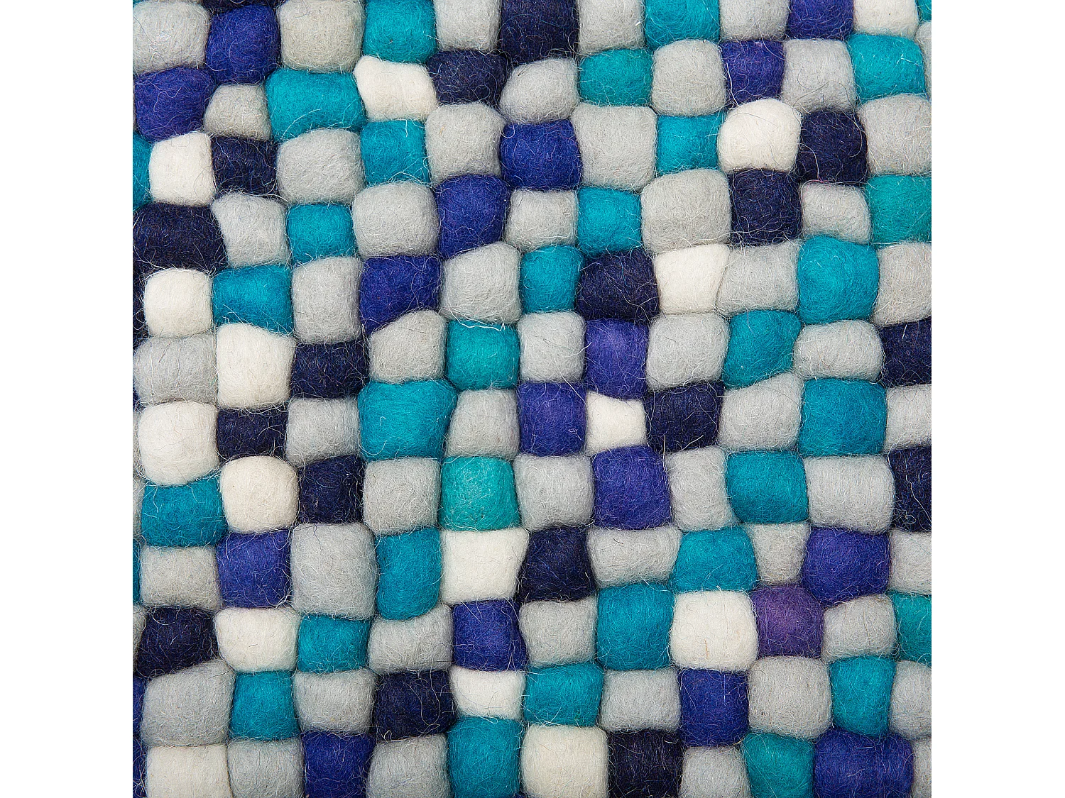 Teppich rechteckig Wollteppich Filzkugelteppich 160 x 230 cm Blau / Weiß Amdo