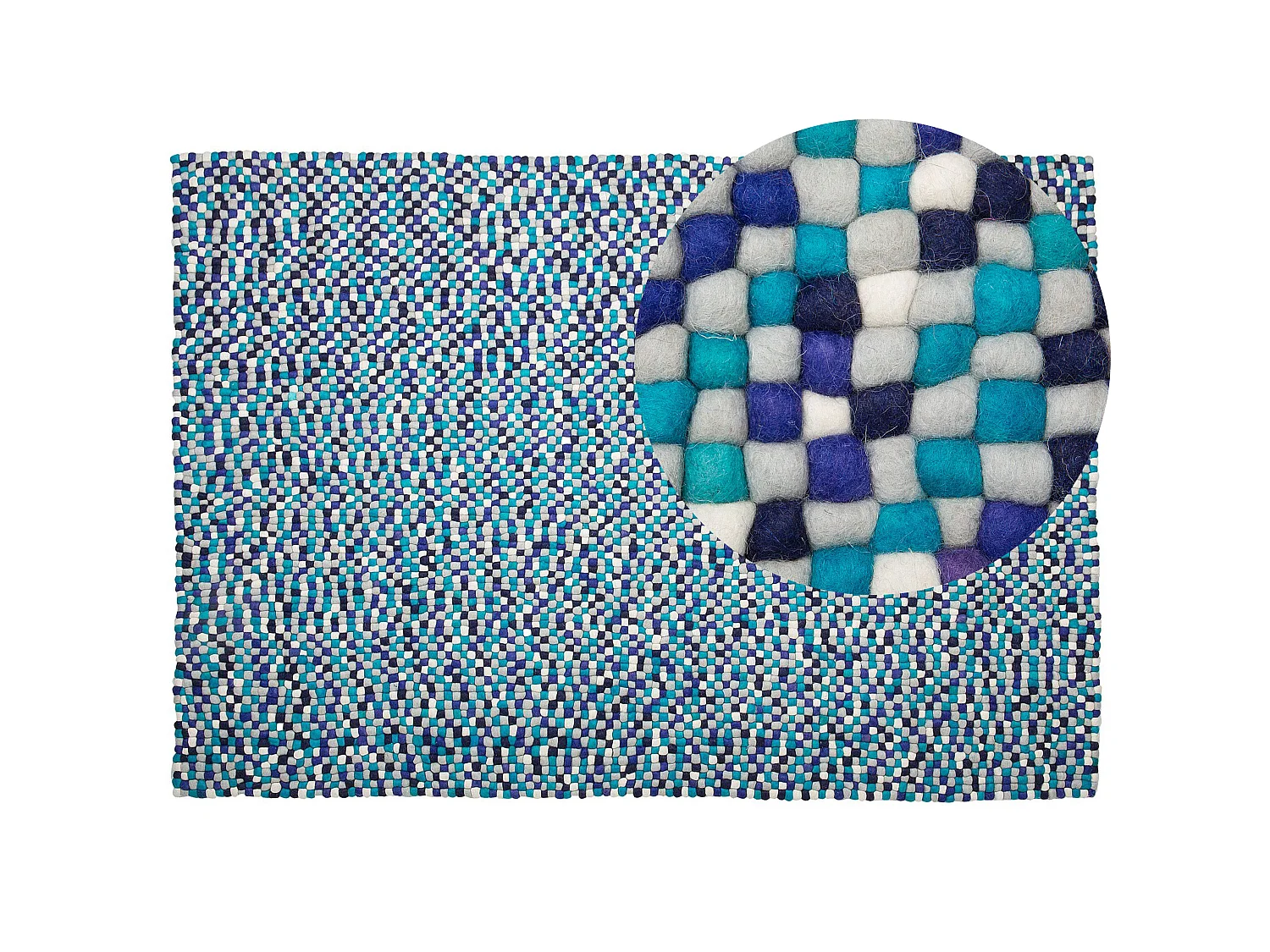 Filzkugelteppich marineblau-weiss 160 x 230 cm AMDO