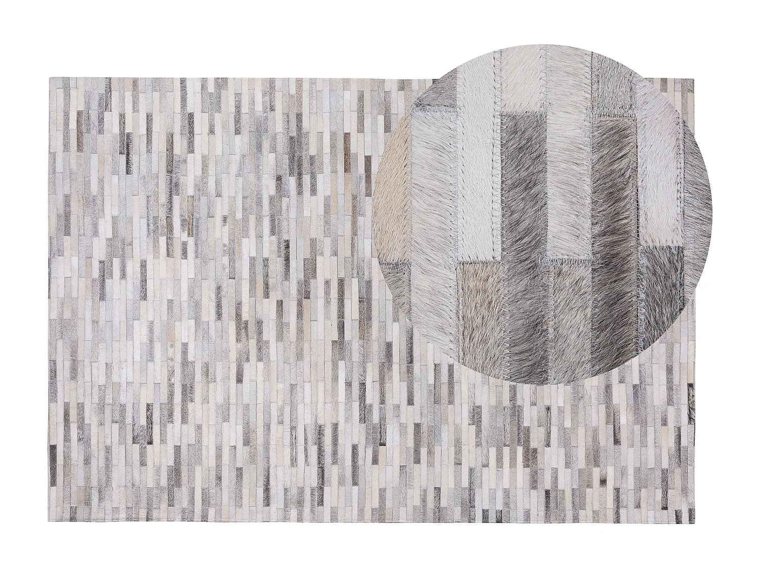 Tappeto in pelle in colore grigio 140 x 200 cm AHILLI