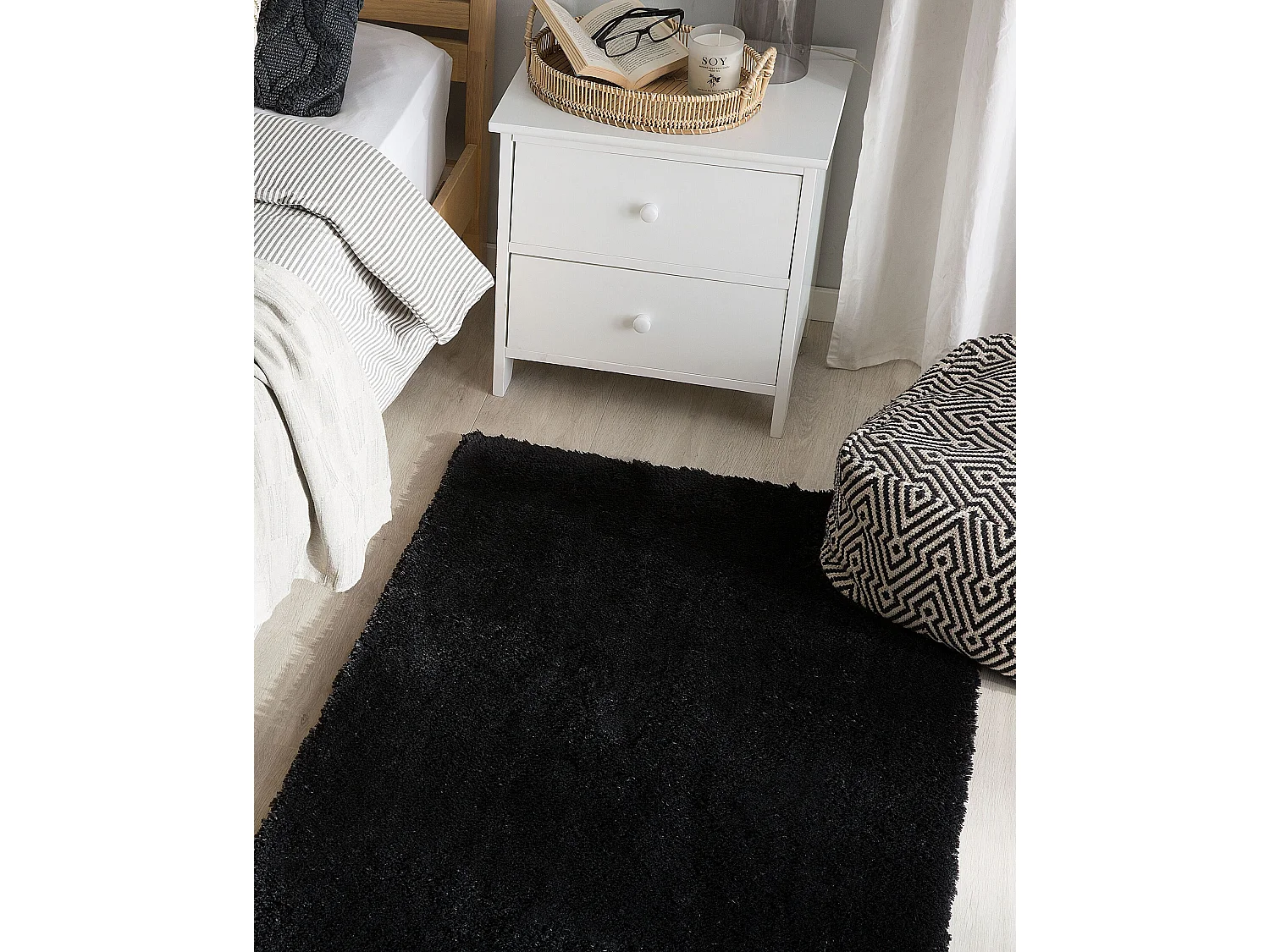 Tapis à poils longs EVREN Noir 80 x 150 cm