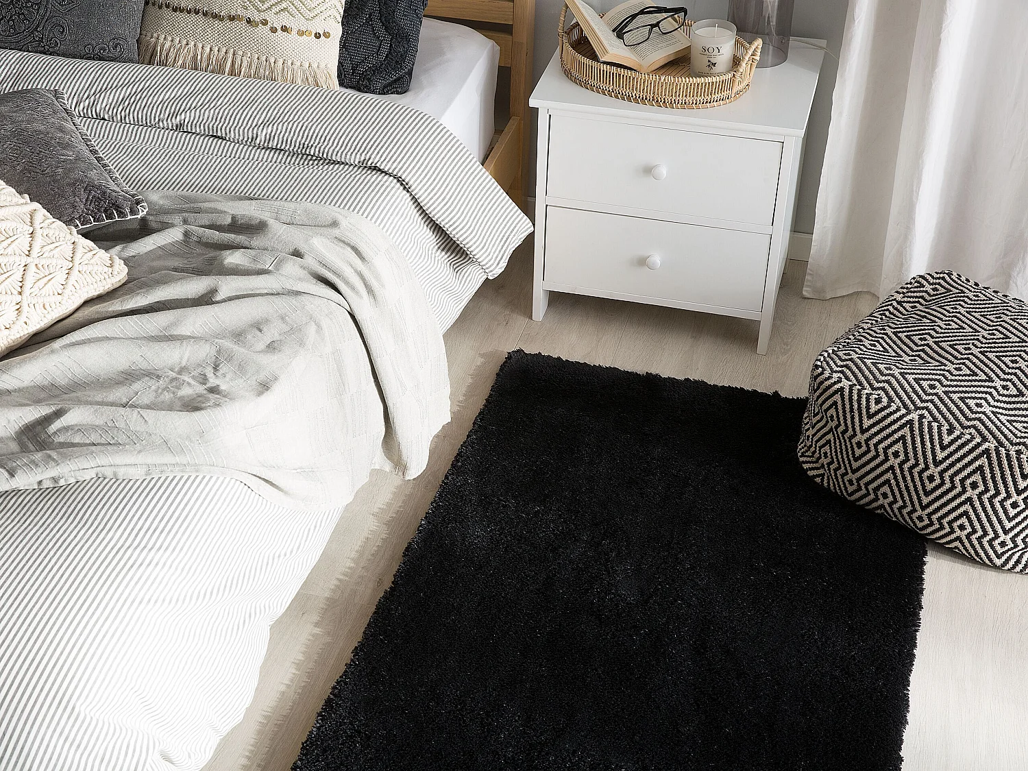 Shaggy Rug EVREN Black 80 x 150 cm