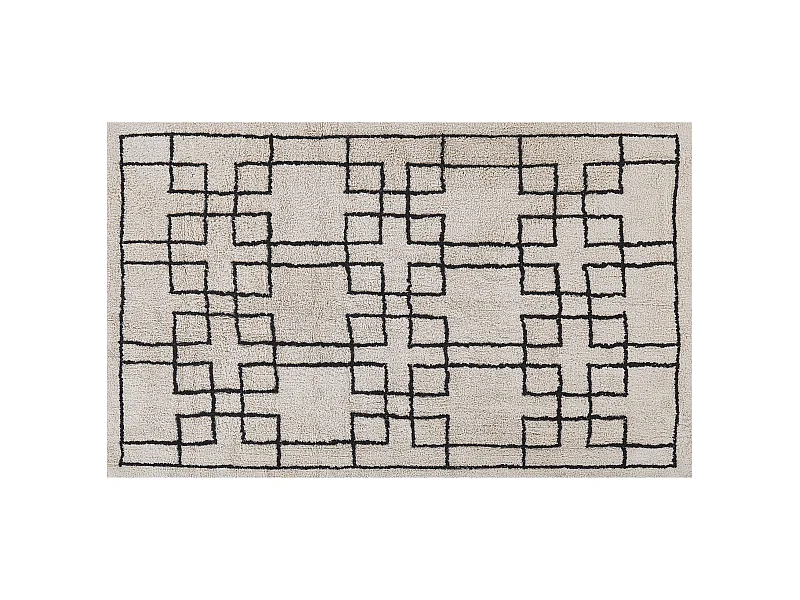 Teppich Baumwolle beige geometrisches Muster 140 x 200 cm Kurzflor Skandi Turhal