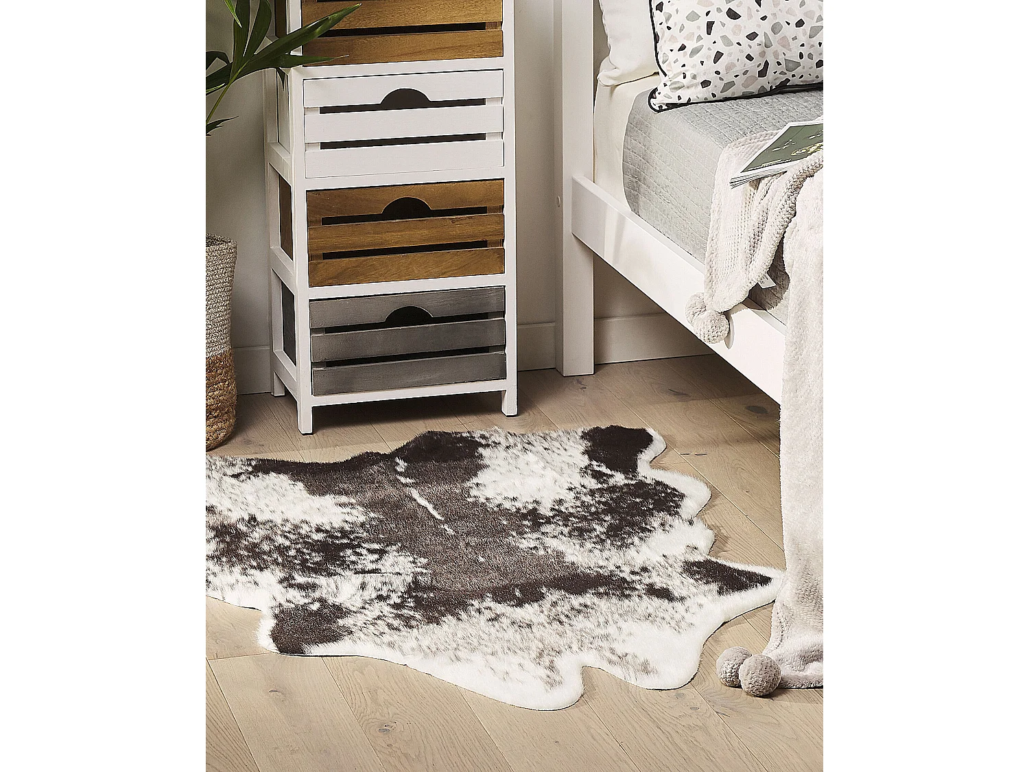 Vloerkleed koeienprint wit/zwart 90 x 60 cm NAMBUNG