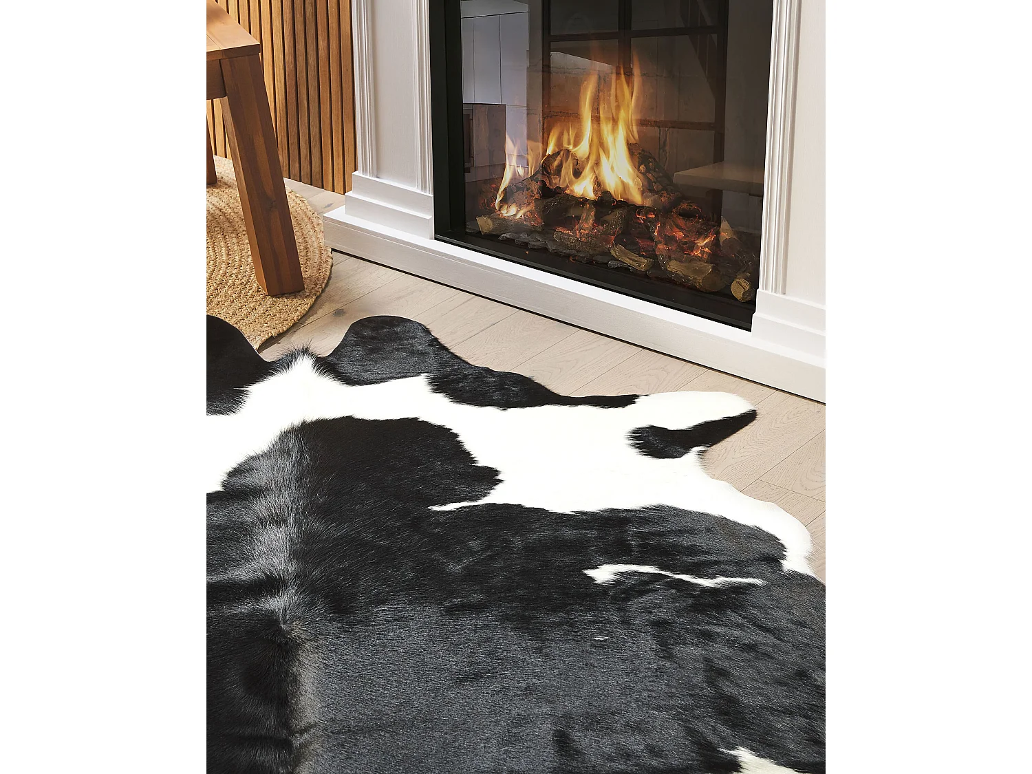 Vloerkleed koeienhuid zwart en wit 3-4 m² NASQU