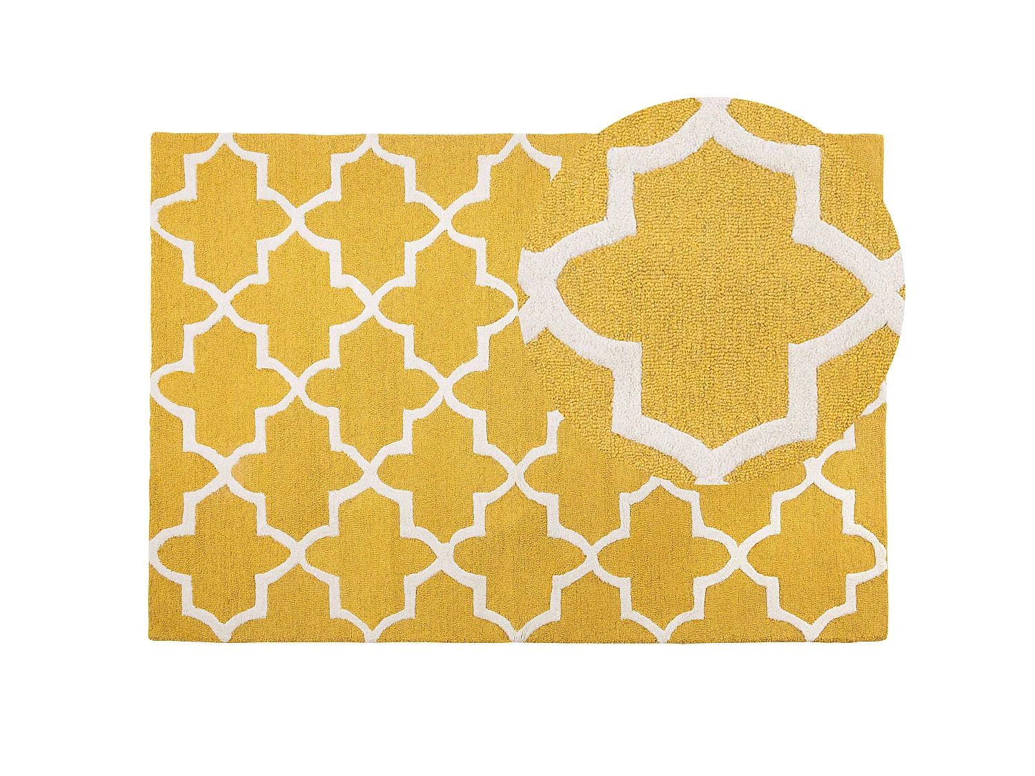 Teppich Wolle gelb 140 x 200 cm marokkanisches Muster Kurzflor SILVAN