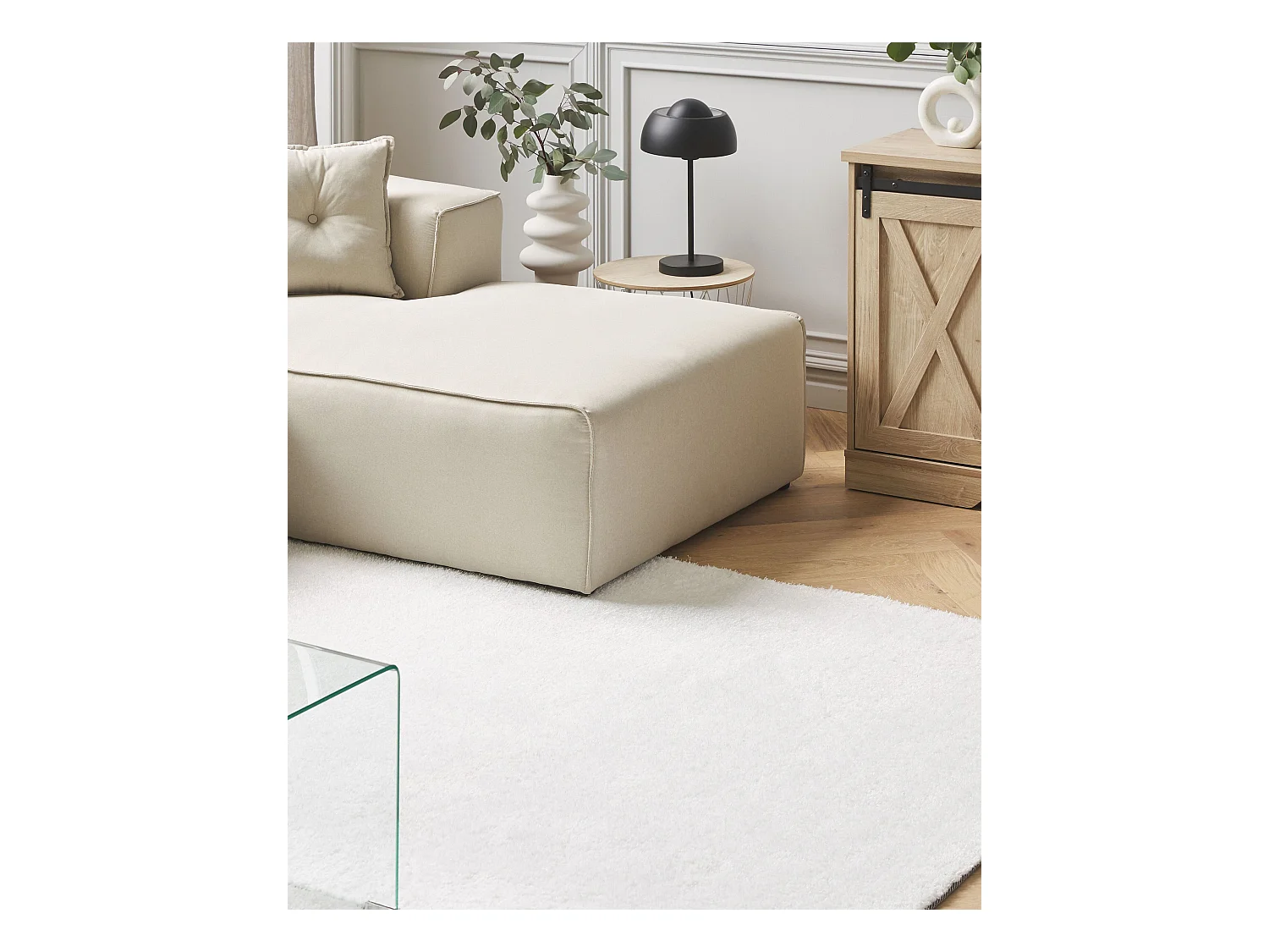 Vloerkleed polyester wit 200 x 300 cm DEMRE