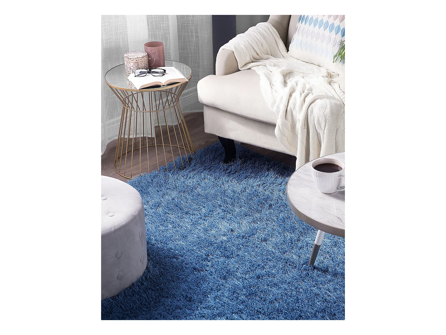 Vloerkleed polyester blauw 140 x 200 cm CIDE