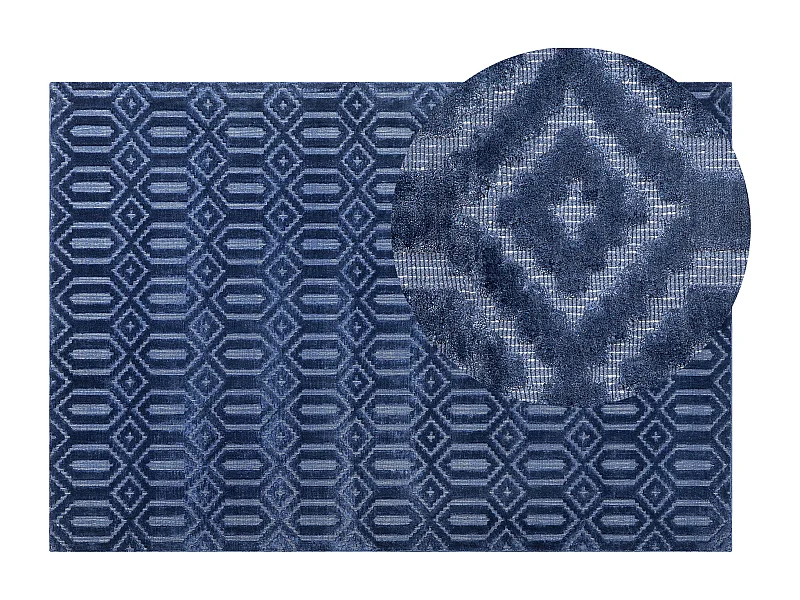 Alfombra de viscosa azul marino 140 x 200 cm ADATEPE