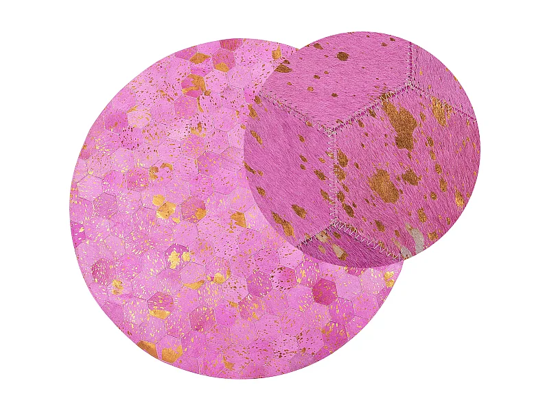 Teppich ZEYTIN ø 140 cm Echtleder Rosa