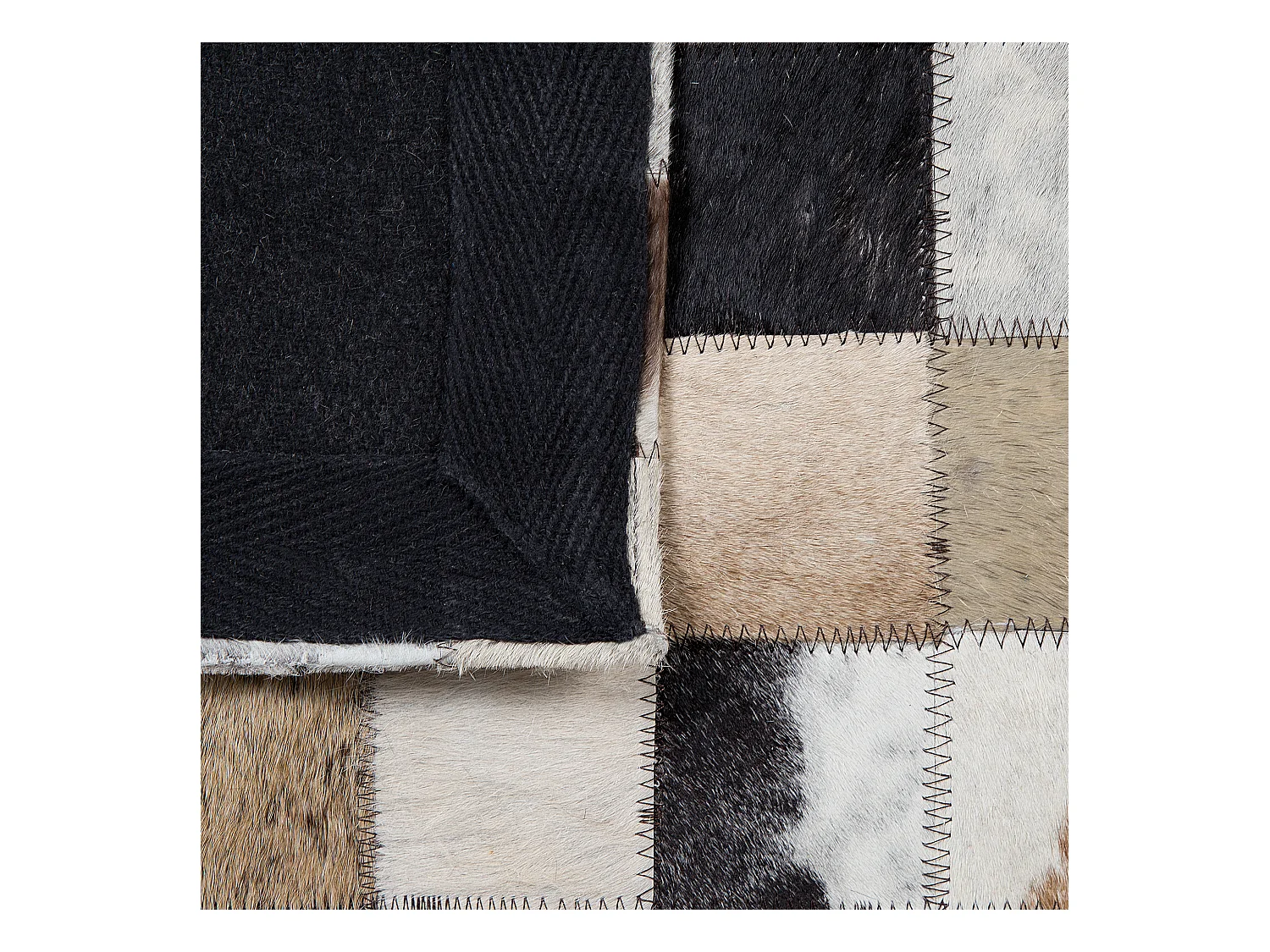 Wohnzimmer Teppich Modern Leder 160 x 230 cm weiß beige braun schwarz grau Cerli