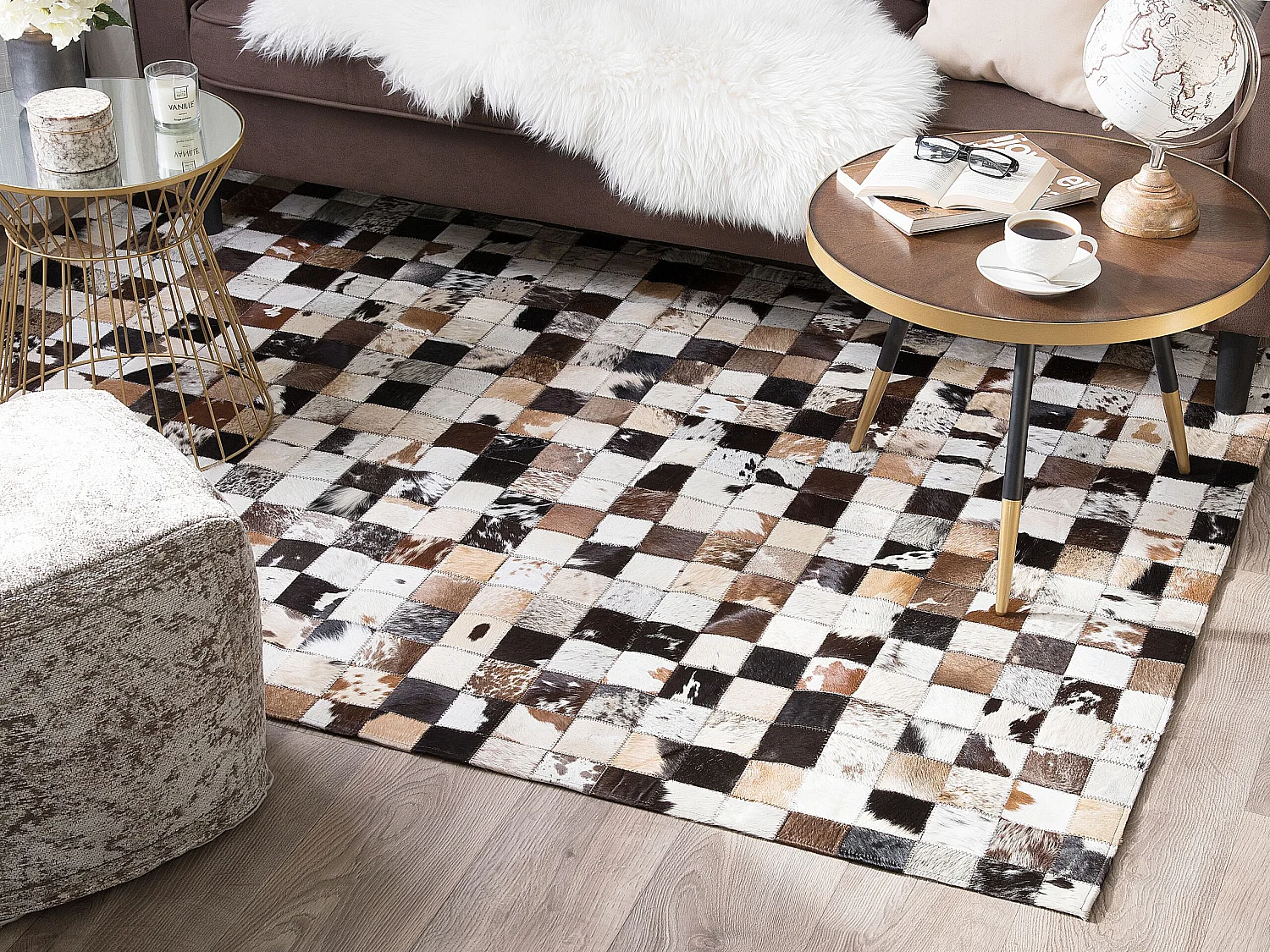 Vloerkleed CERLI 160 x 230 cm Leer Wit