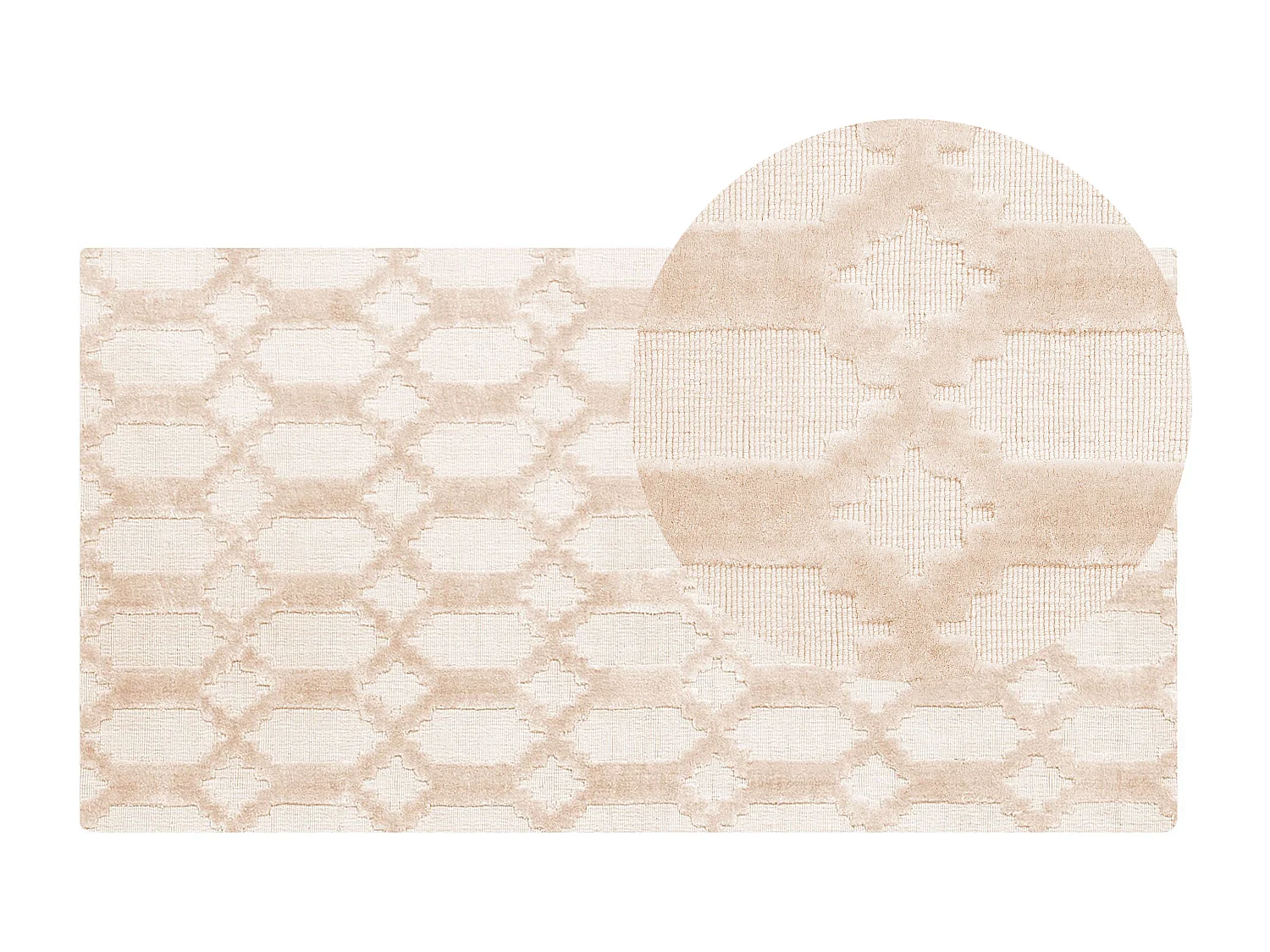 Moderner Teppich in Beige aus Viskose Rechteckig 80x150 cm geometrisches Muster