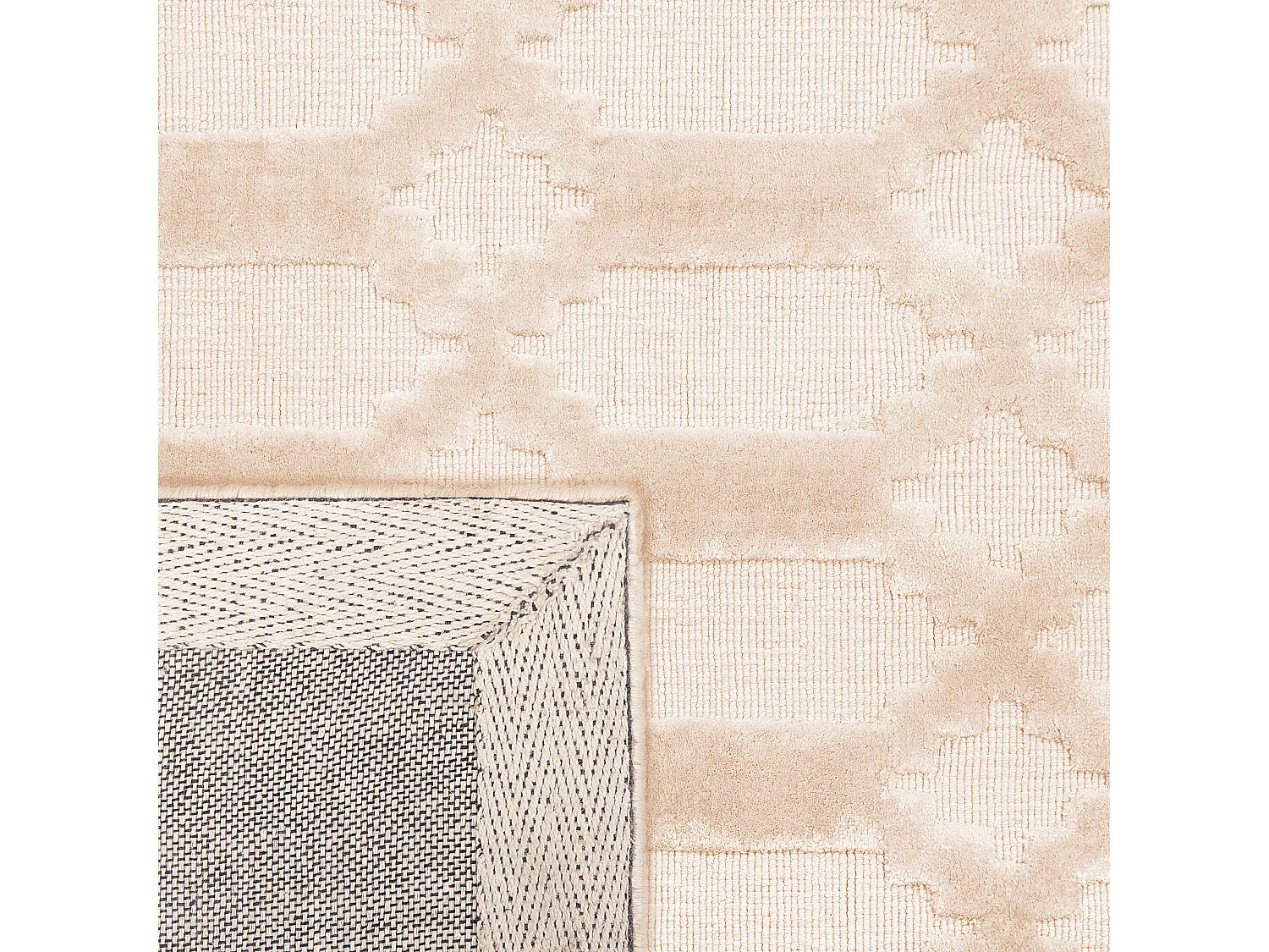 Moderner Teppich in Beige aus Viskose Rechteckig 80x150 cm geometrisches Muster