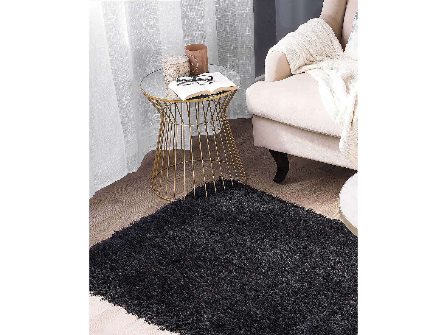 Tappeto shaggy rettangolare nero 80 x 150 cm CIDE