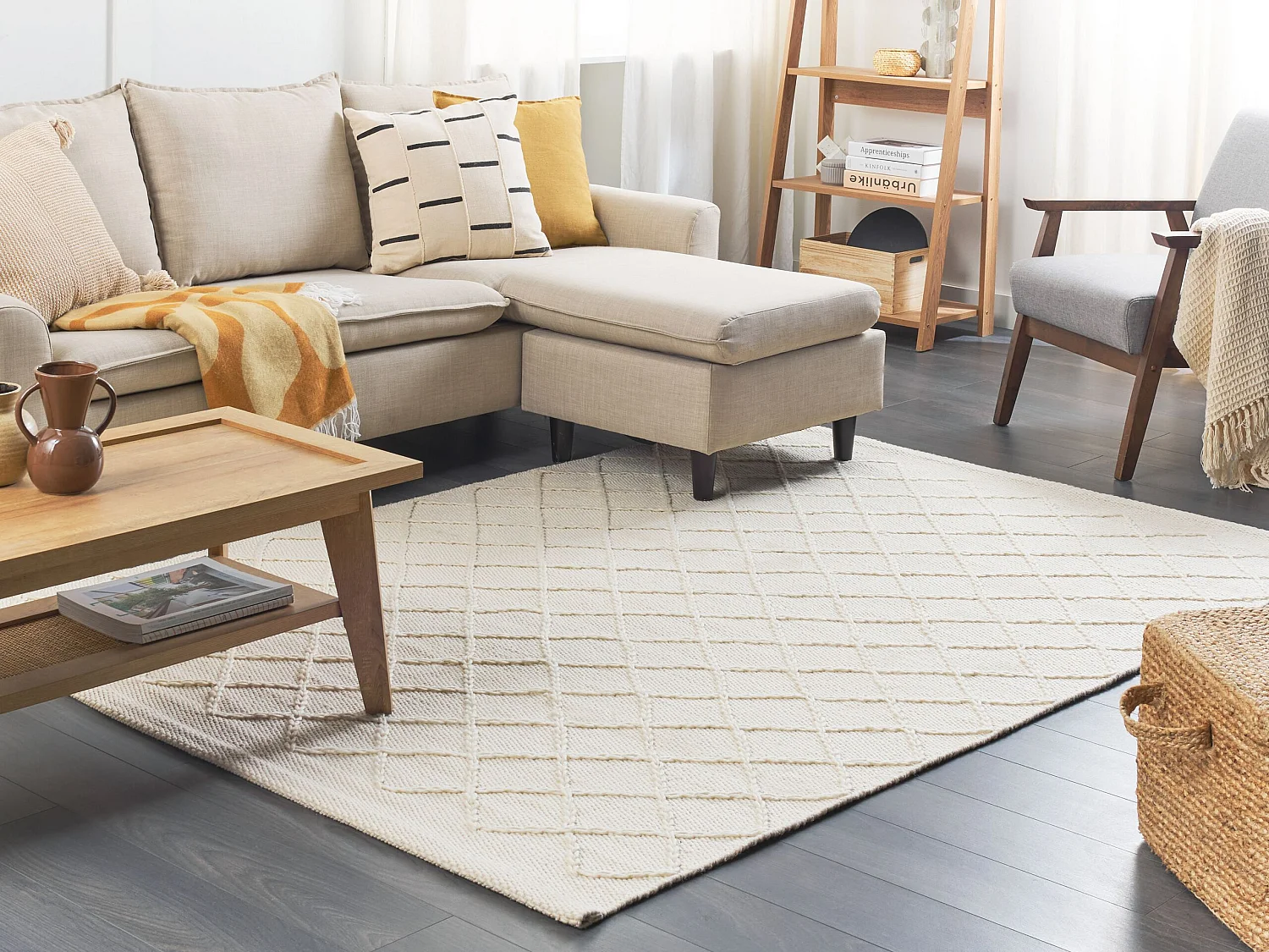 Tapis blanc en laine 140x200 ELLEK