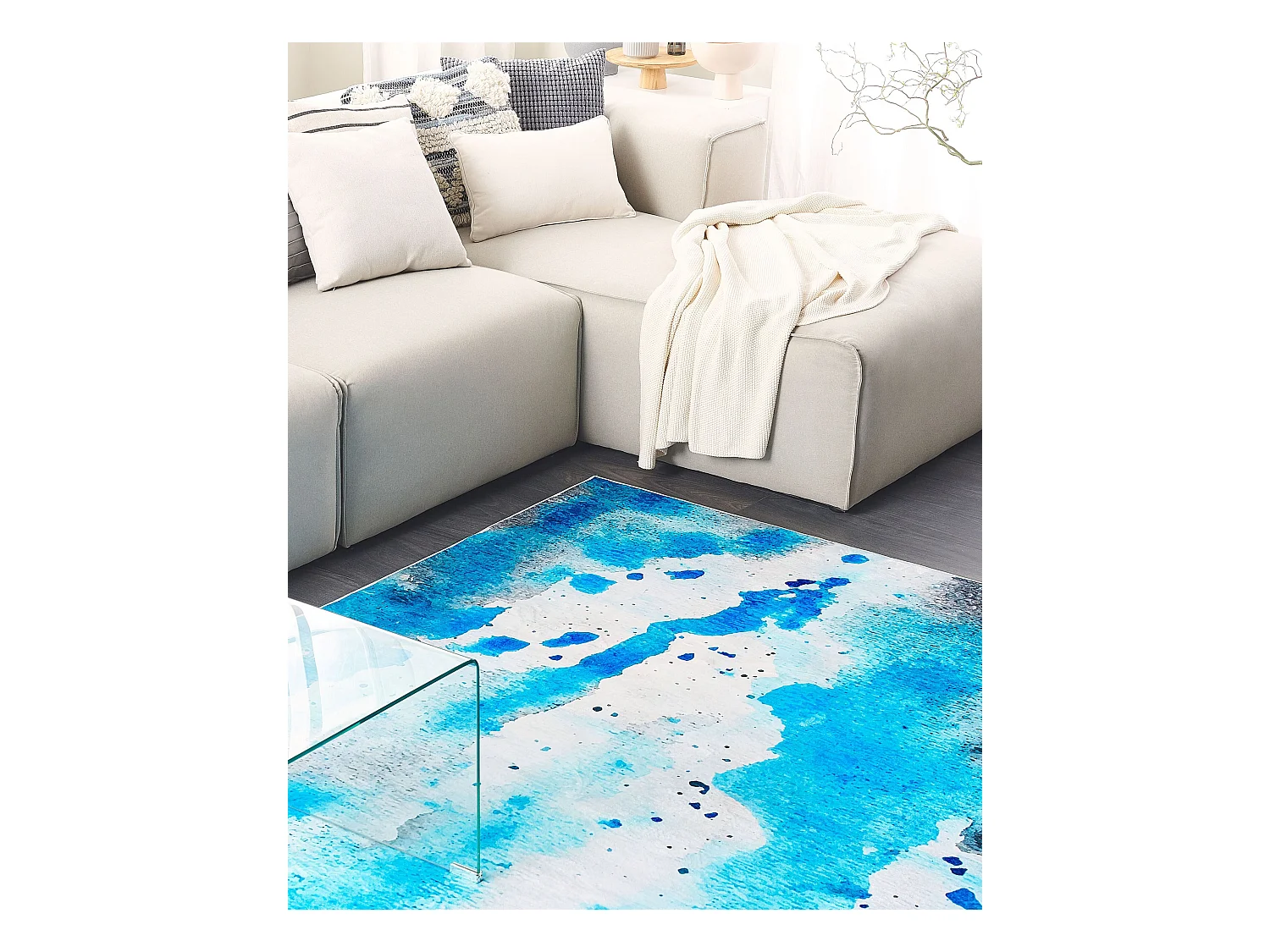 Vloerkleed polyester blauw/grijs 160 x 230 cm BOZAT