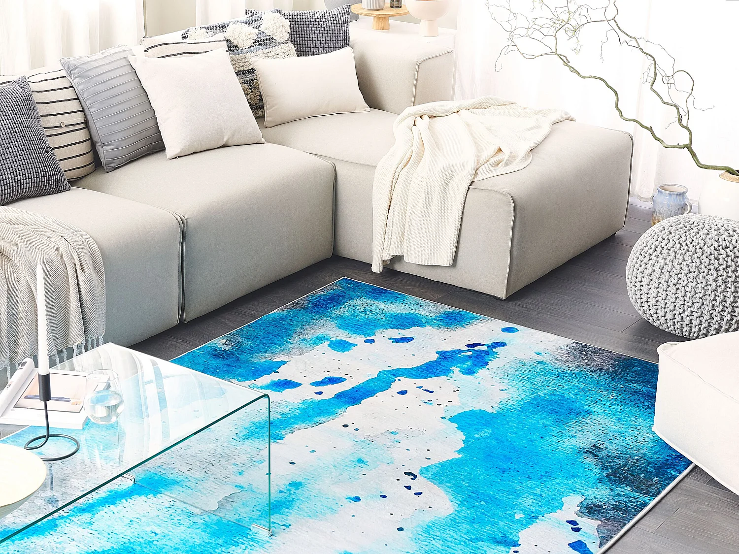 Tapis avec tache bleu et grise 160 x 230 cm BOZAT