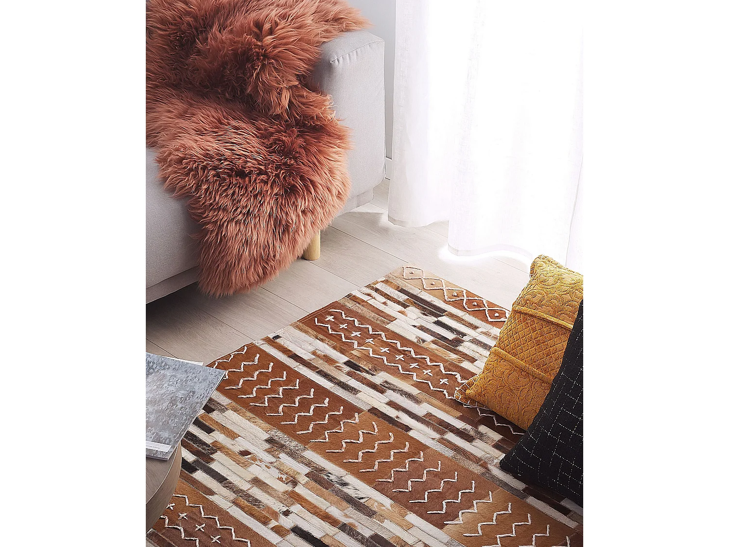 Tapis HEREKLI Marron 140 x 200 cm Cuir