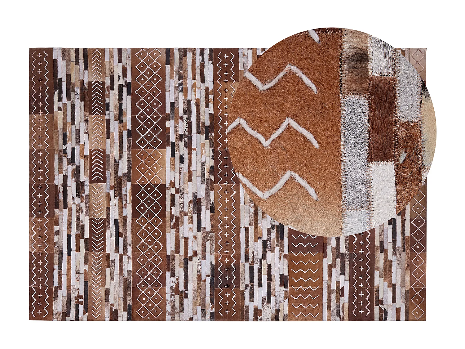 Vloerkleed HEREKLI 140 x 200 cm Leer Bruin