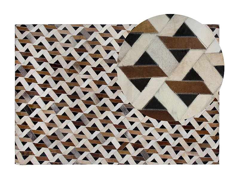 Rechteckiger Teppich aus Leder braun/grau 140 x 200 cm moderner Stil Tuglu