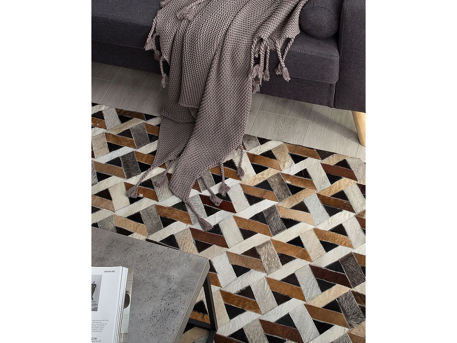 Tapis TUGLU Marron 140 x 200 cm Cuir