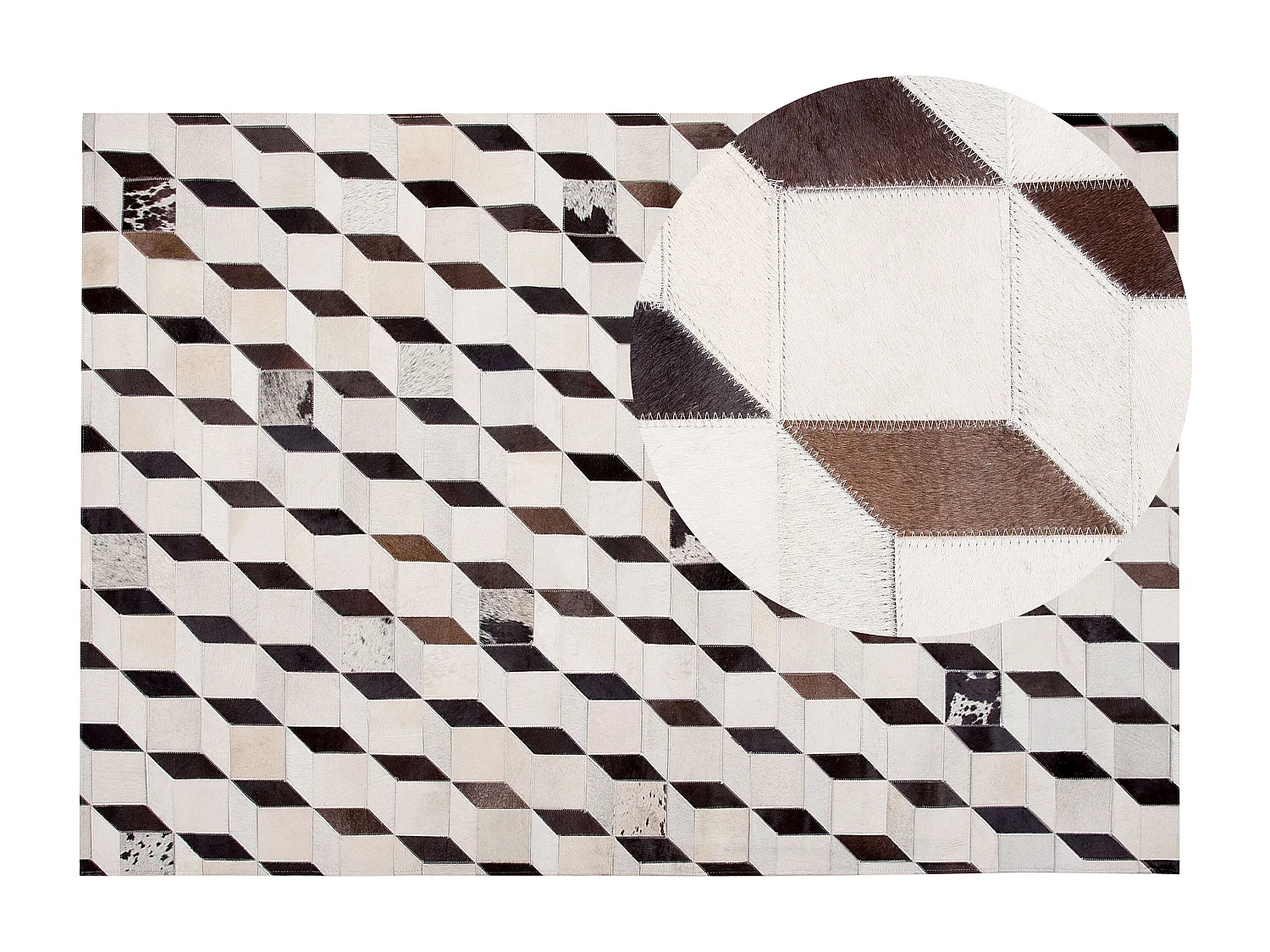 Vloerkleed ALPKOY 160 x 230 cm Leer Wit