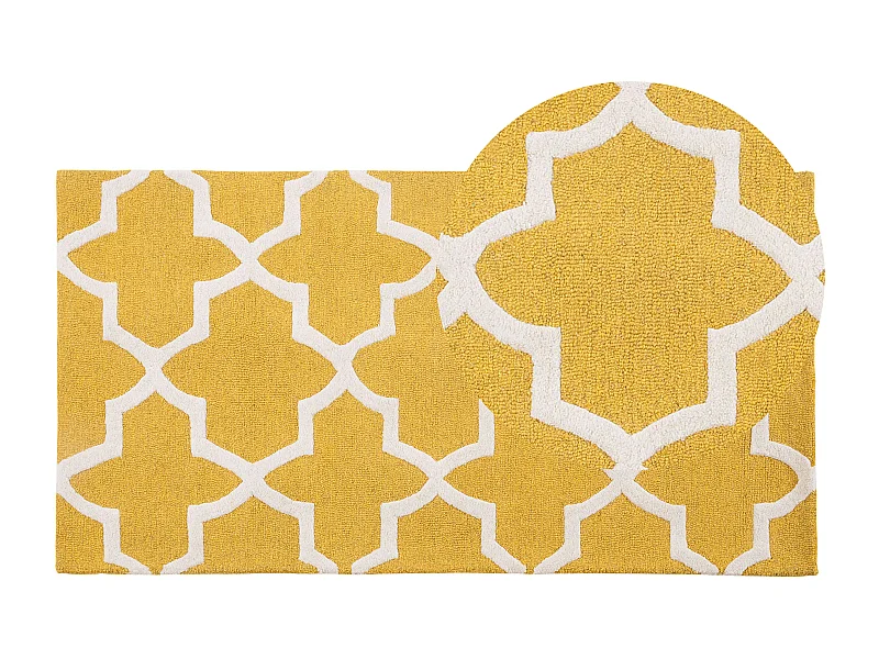 Moderner Teppich in Gelb mit Muster in hellem Beige 80 x 150 cm Silvan