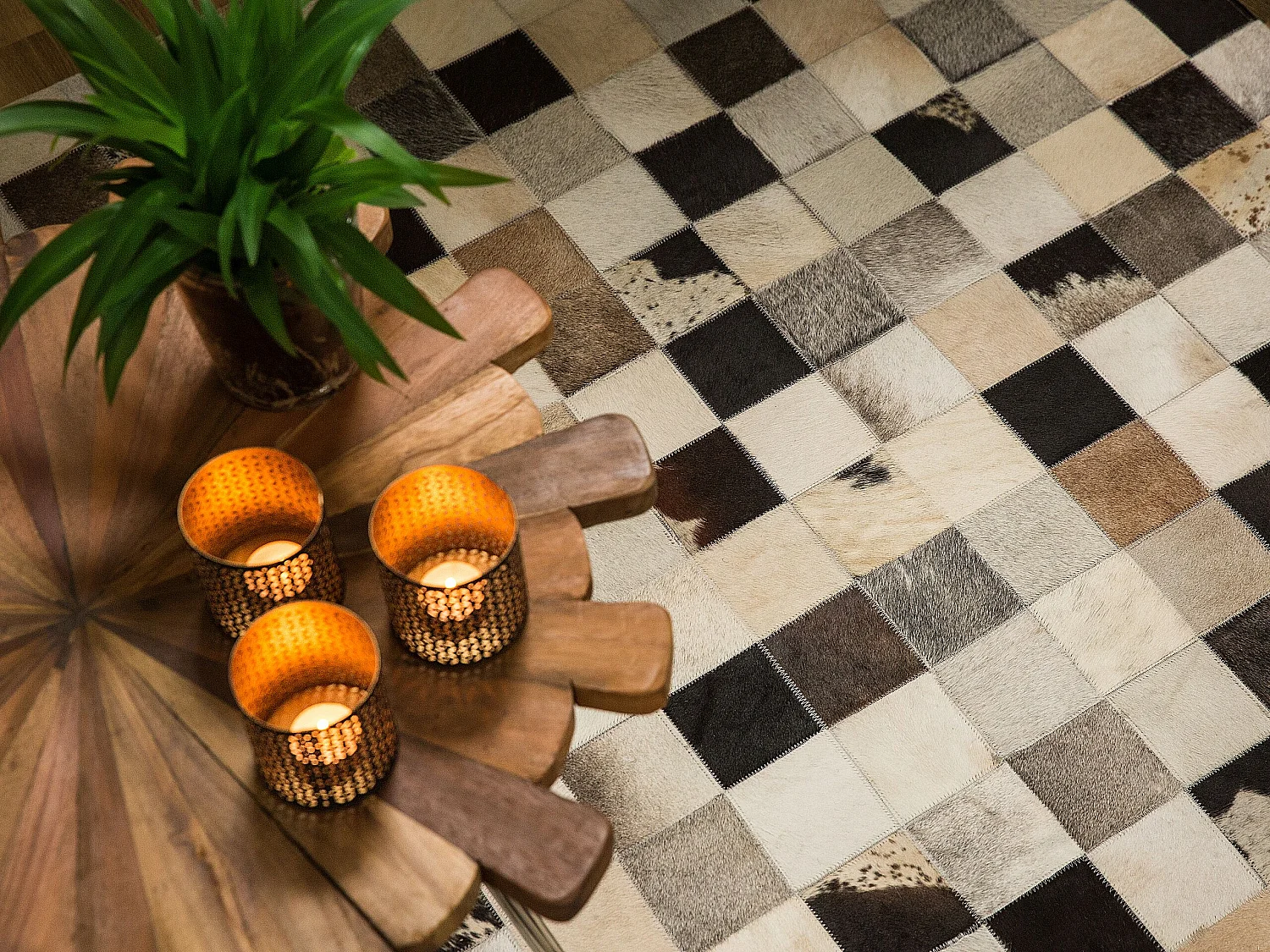 Tapis RIZE 160 x 230 cm Cuir Multicolore