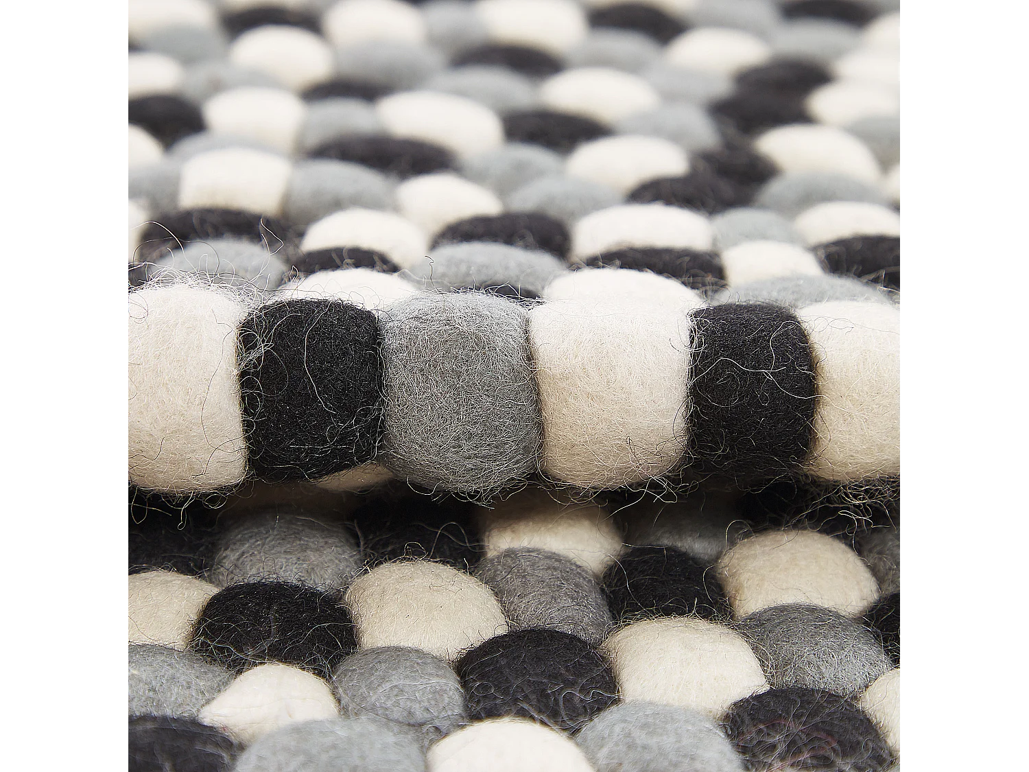 Tappeto lana nero beige e grigio ø 140 cm PENEK