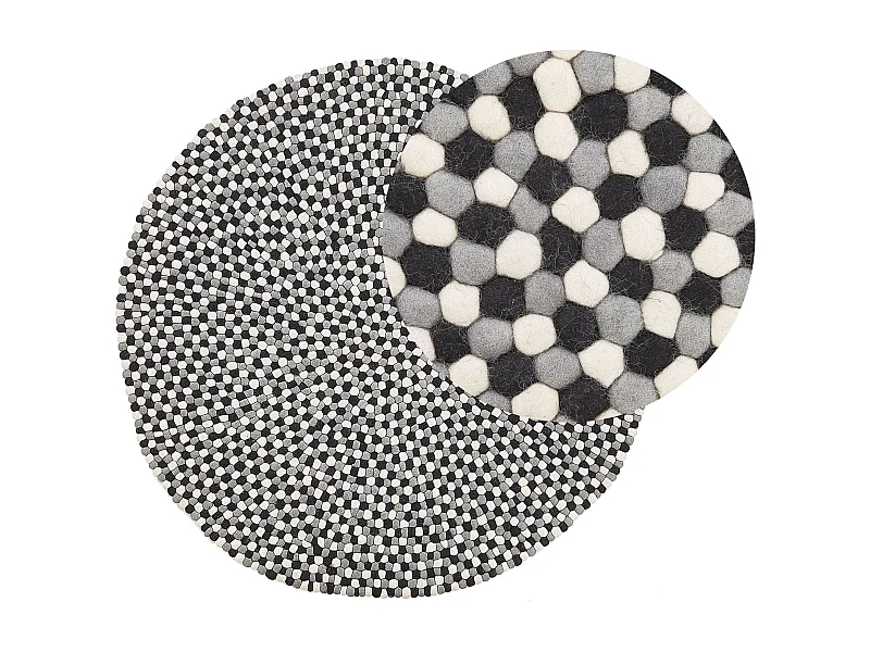 Alfombra de lana negro/beige/gris ⌀ 140 cm PENEK