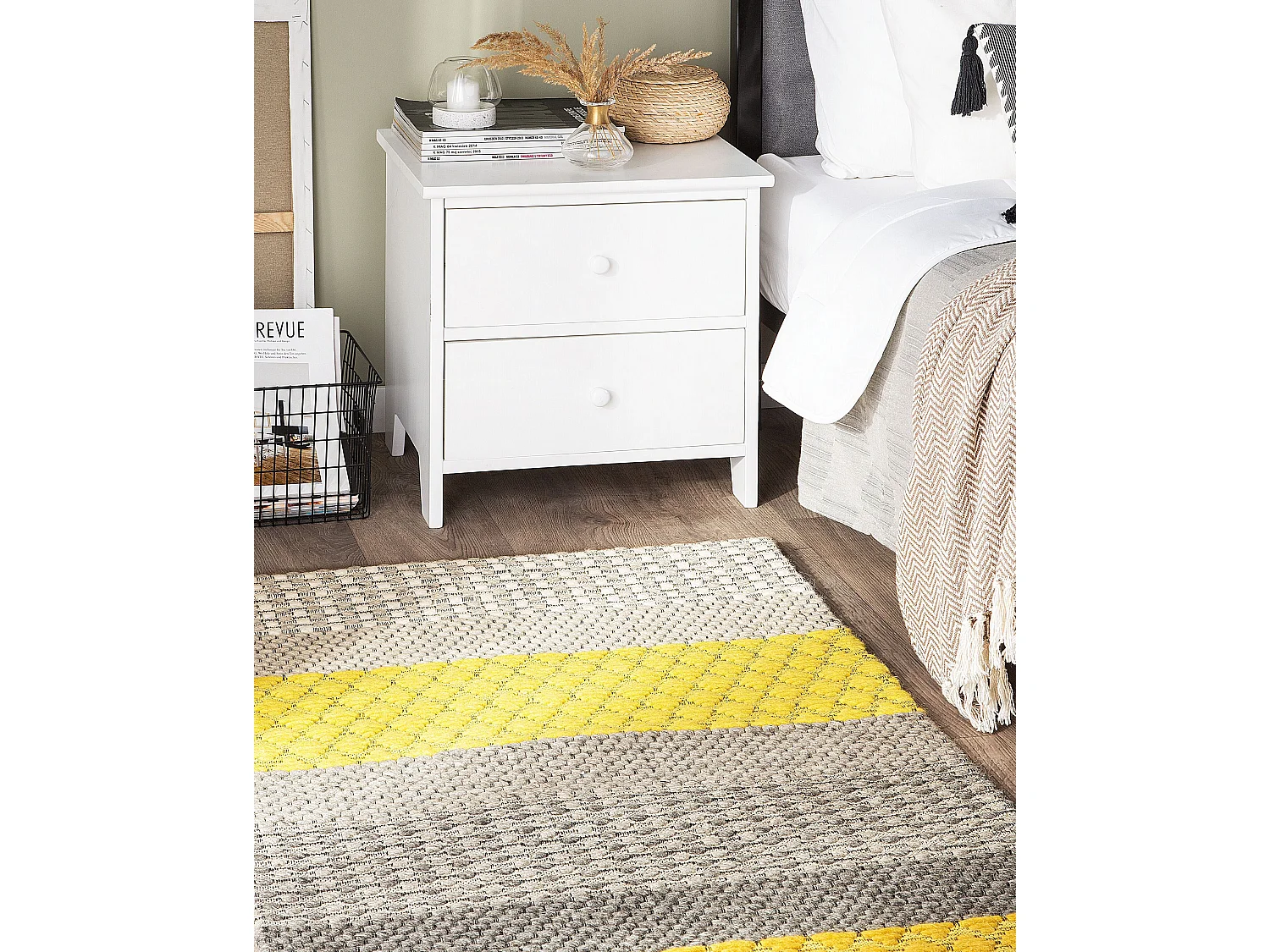 Vloerkleed wol grijs/geel 80 x 150 cm AKKAYA