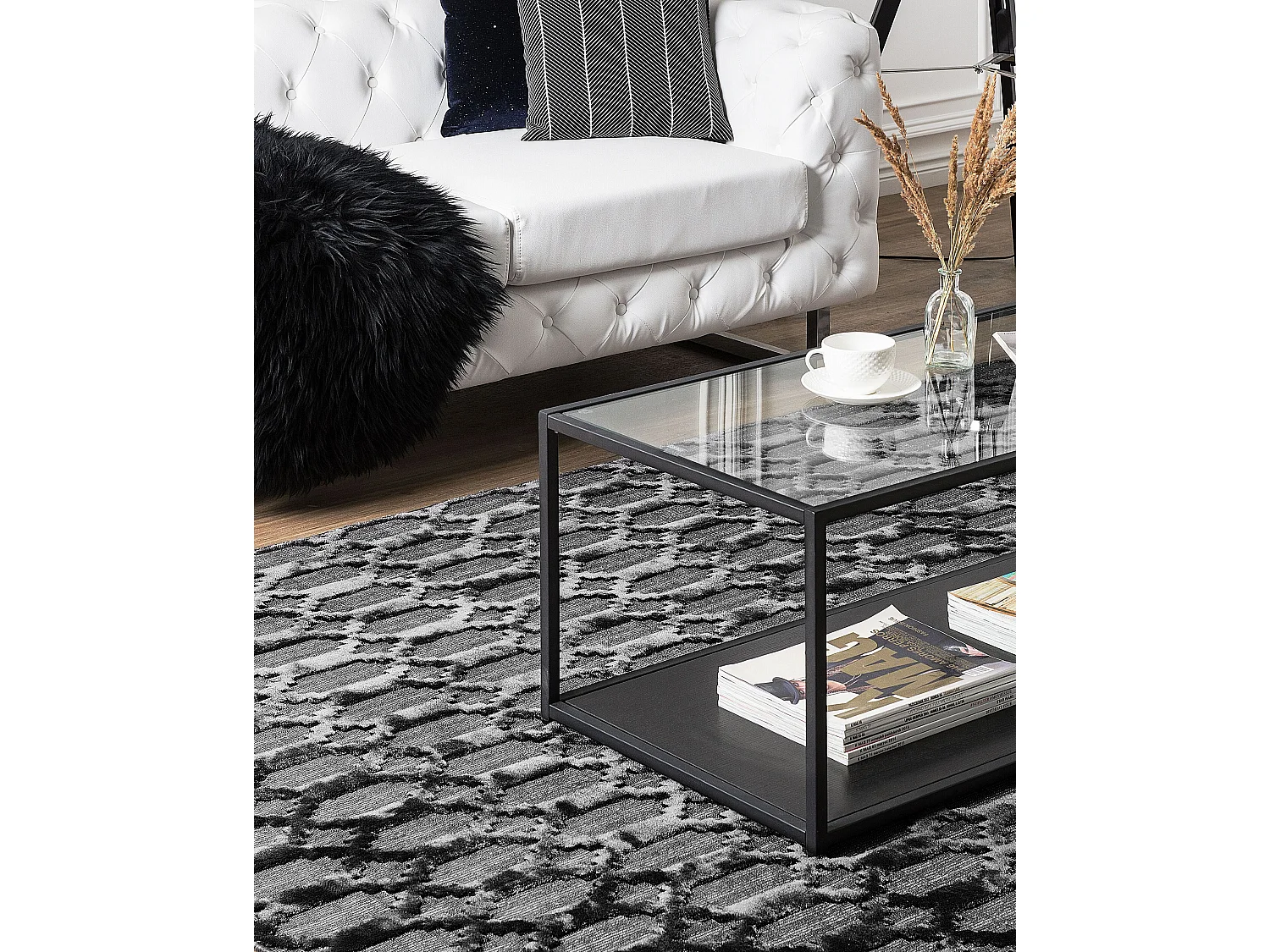 Teppich Dunkelgrau Viskose Rechteckig 160 x 230 cm Geometrisches Muster Cizre