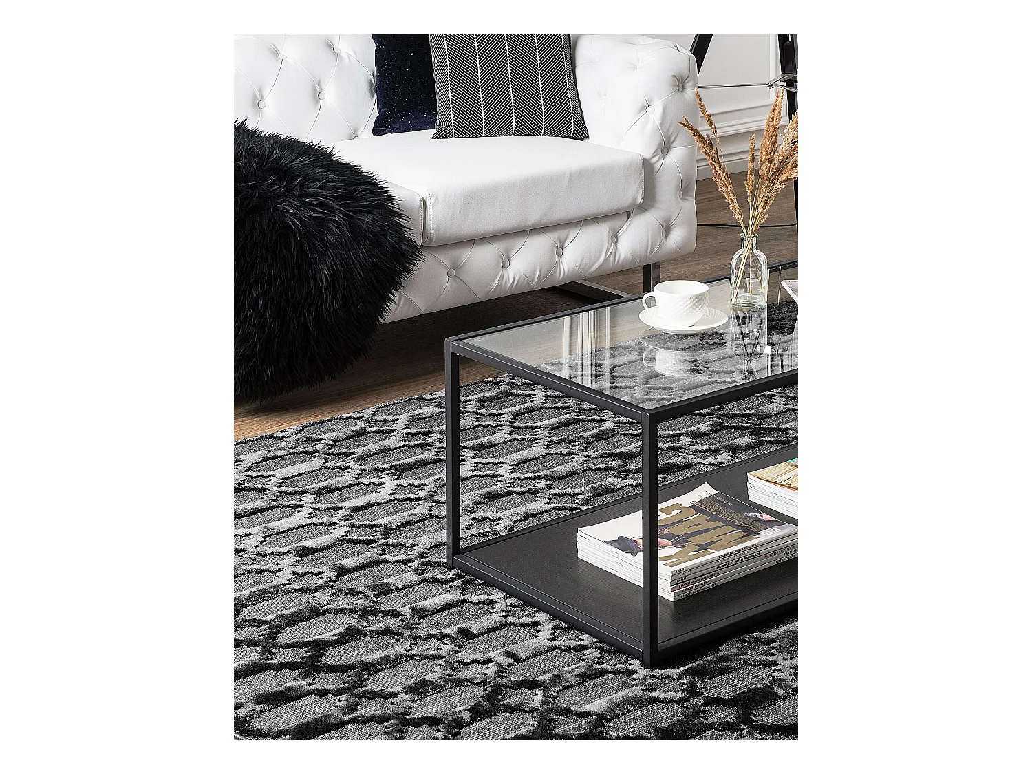 Dywan wiskozowy 160 x 230 cm szary CIZRE