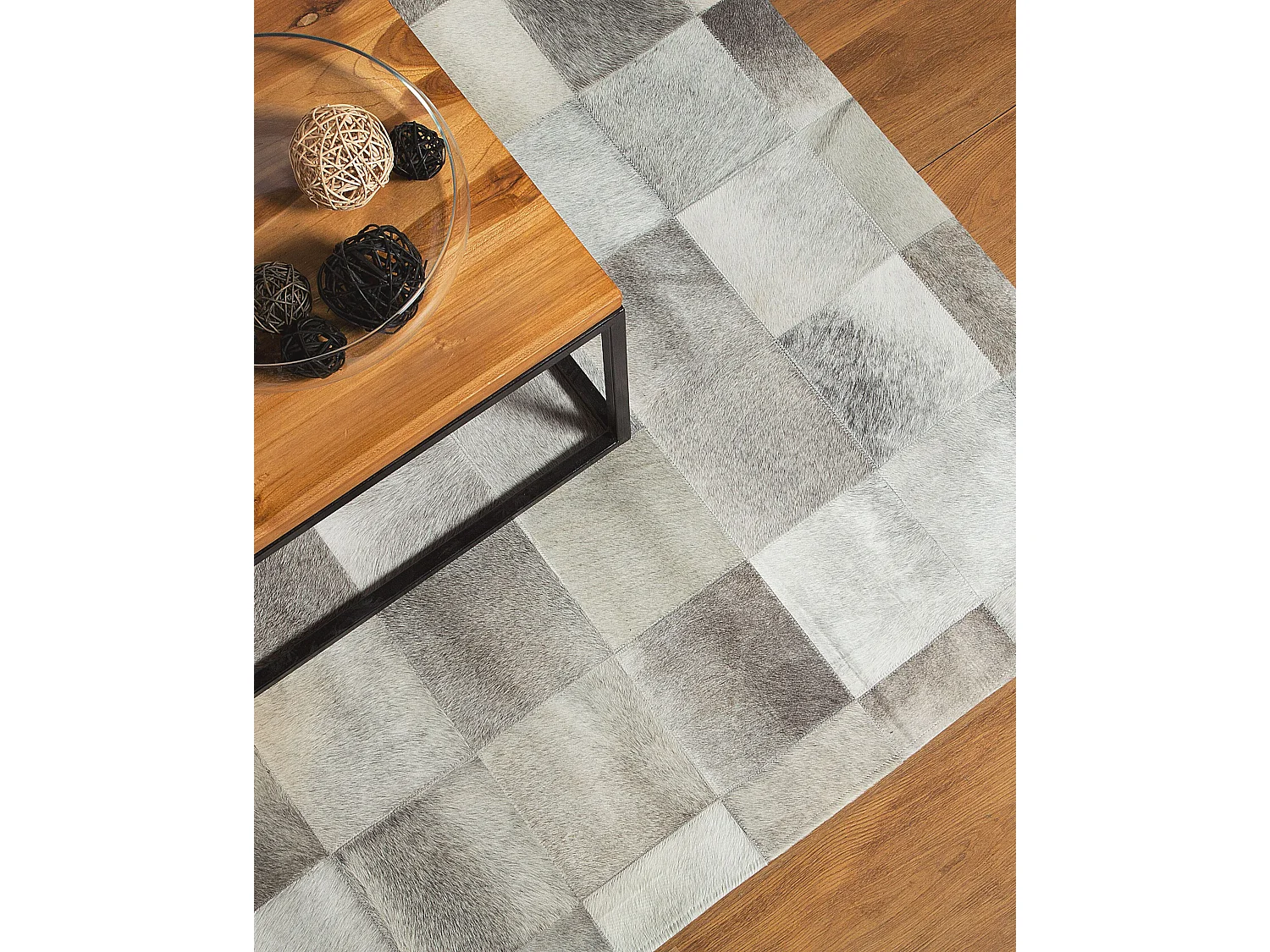 Teppich ALACAM 160 x 230 cm Echtleder Grau