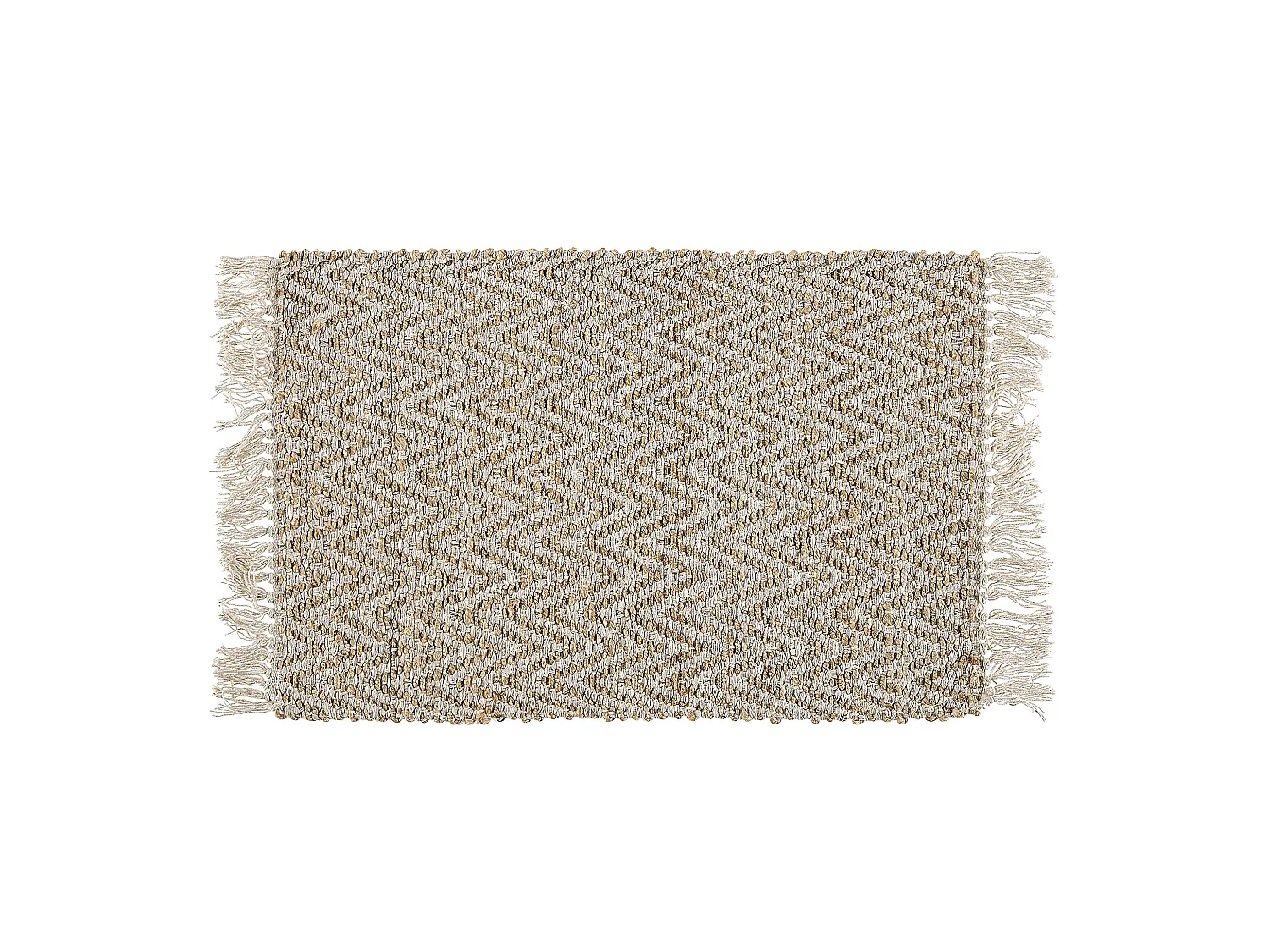 Boho Teppich Jute Baumwolle beige rechteckig 50 x 80 cm Zackenmuster zweiseitig Afrin