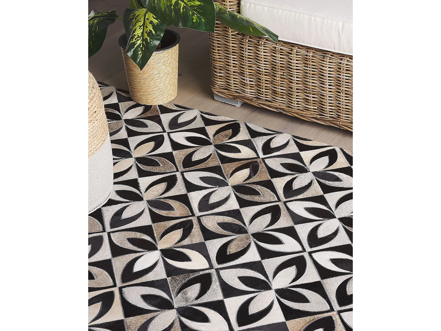 Vloerkleed ISHAN 140 x 200 cm Leer Multicolor