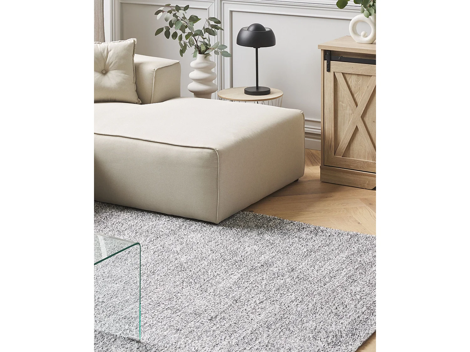 Teppich rechteckig 160x230 cm schwarz grau meliert Shaggy Hochflor Modern Demre