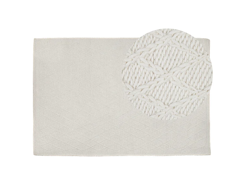 Teppich Wolle cremeweiss 160 x 230 cm Kurzflor ERZIN