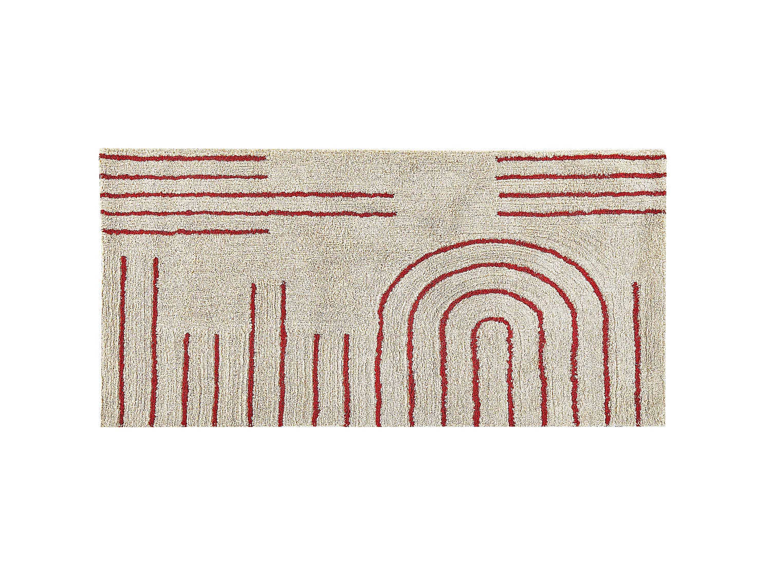 Tapete de algodão creme e vermelho 80 x 150 cm TIRUPATI