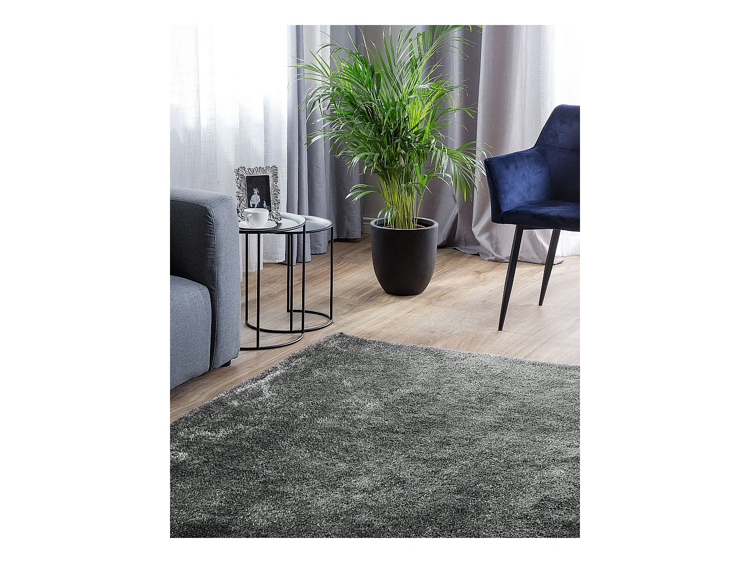 Vloerkleed polyester donkergrijs 200 x 300 cm DEMRE