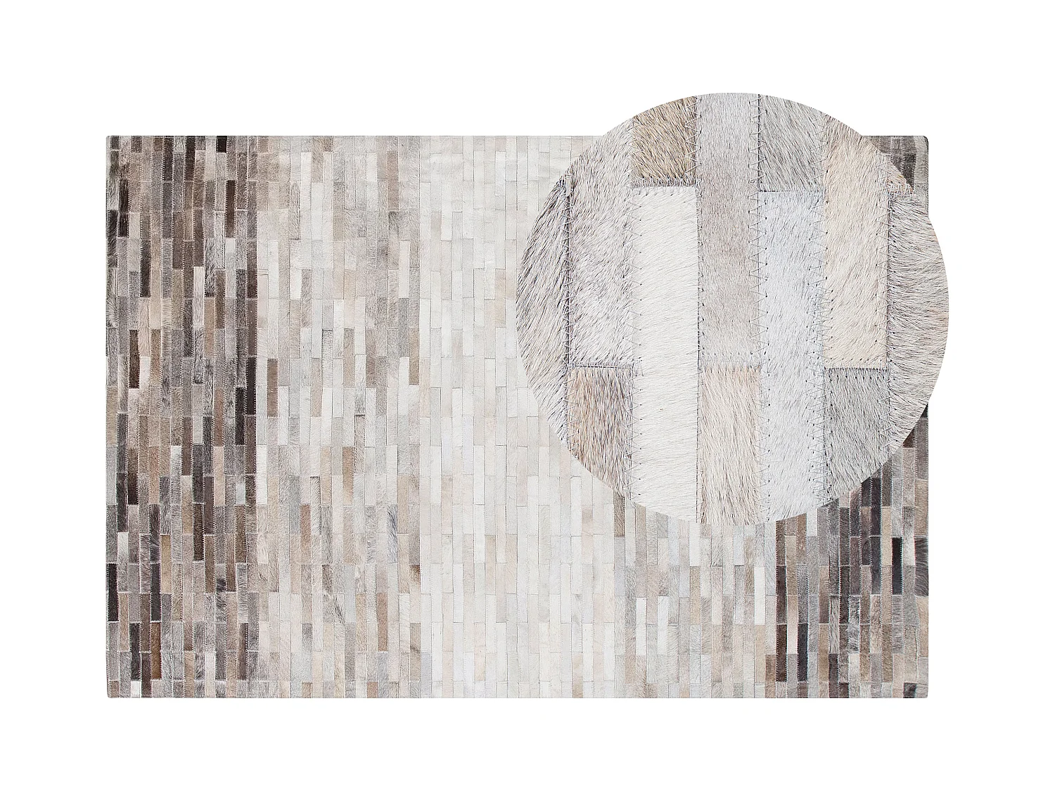 Tapis en cuir beige gris et marron 140 x 200 cm SINNELI