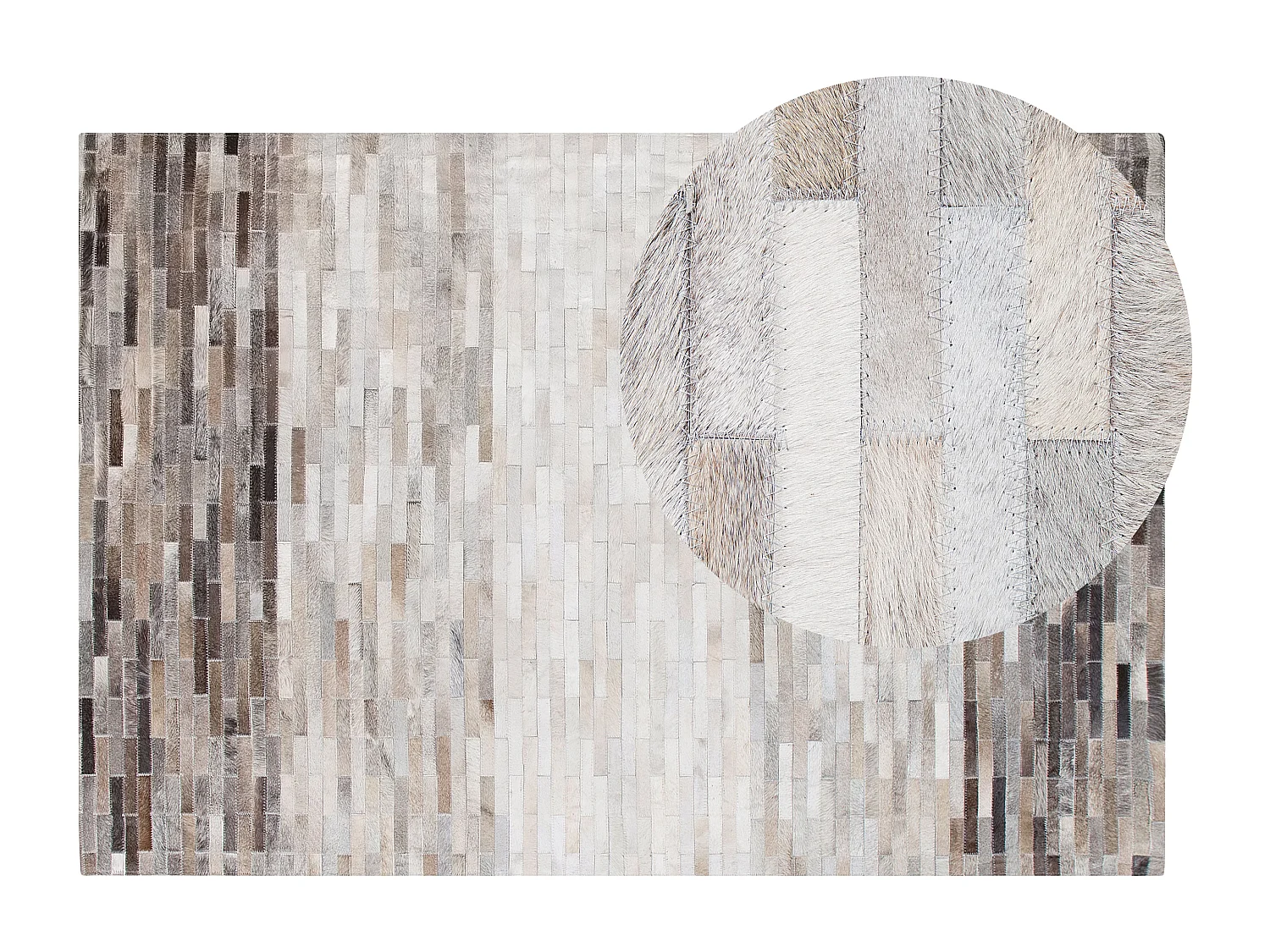 Tapis en cuir beige gris et marron 140 x 200 cm SINNELI