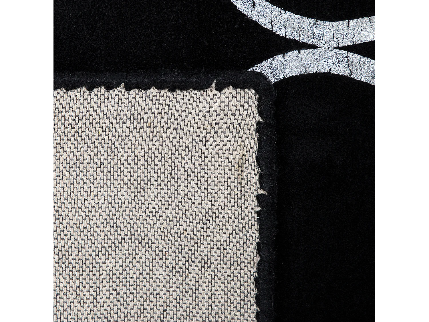 Moderner Teppich Schwarz marokkanisches Muster Silber Kurzflor 140x200cm Yelki