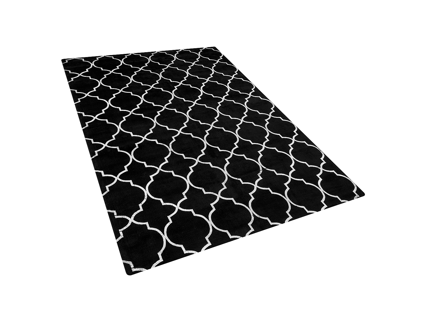 Teppich schwarz / silber marokkanisches Muster 140 x 200 cm Kurzflor YELKI