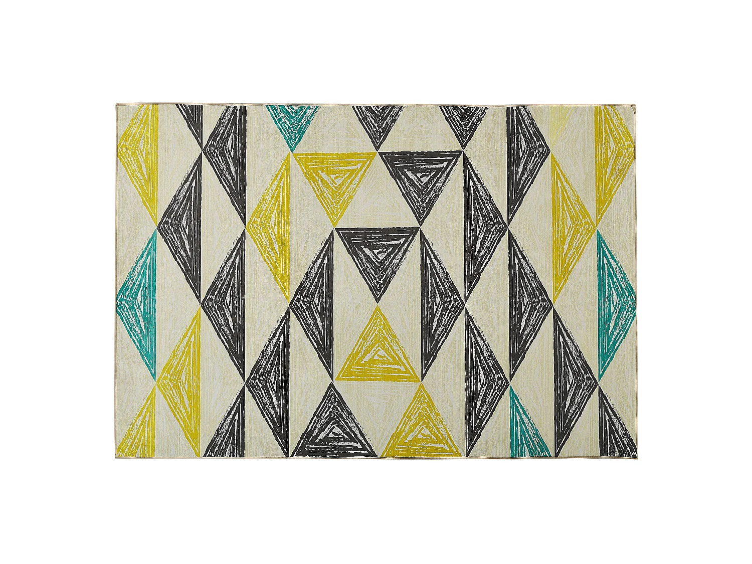 Teppich grau-gelb-mintgrün 140 x 200 cm Dreieckmuster Kurzflor KALEN